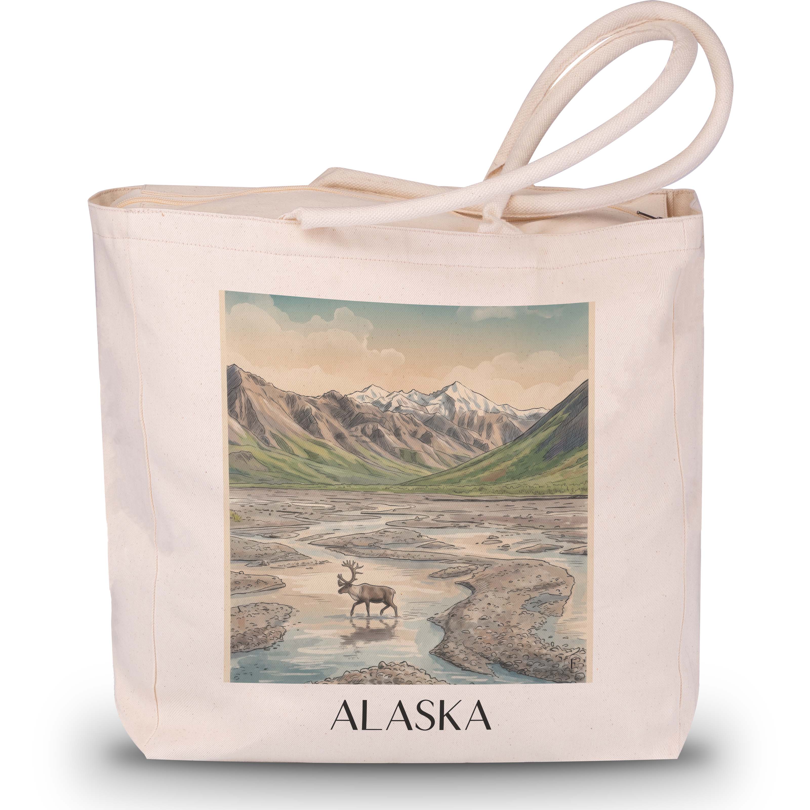 Alaska - Vereinigte Staaten von Amerika Tote Bag - Einkaufstasche im Aquarell Stil - favplace