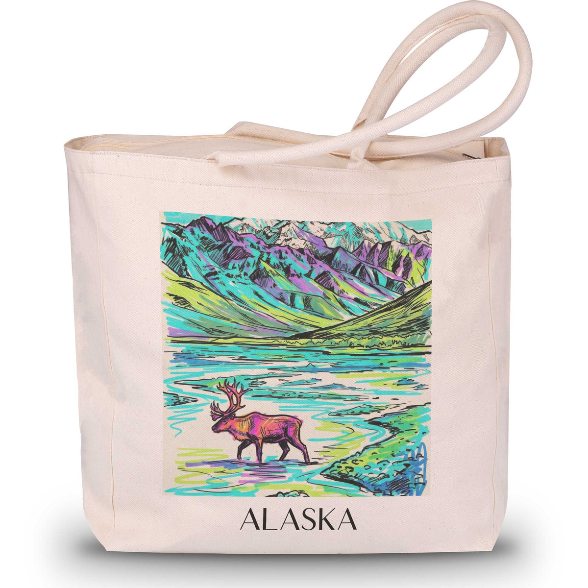 Alaska - Vereinigte Staaten von Amerika Tote Bag - Einkaufstasche im Tag Graffiti Stil - favplace