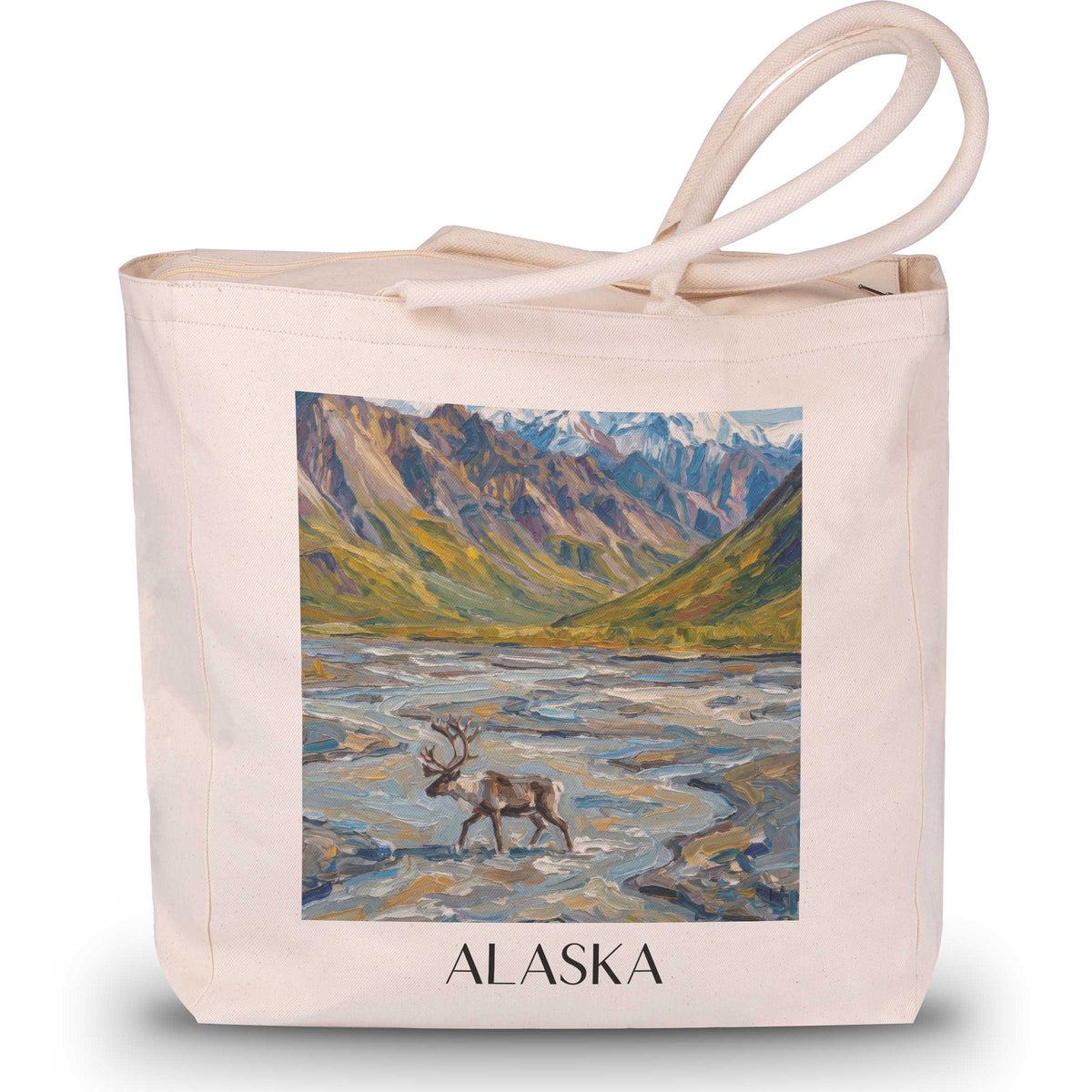 Alaska - Vereinigte Staaten von Amerika Tote Bag - Einkaufstasche im Ölgemälde Stil - favplace