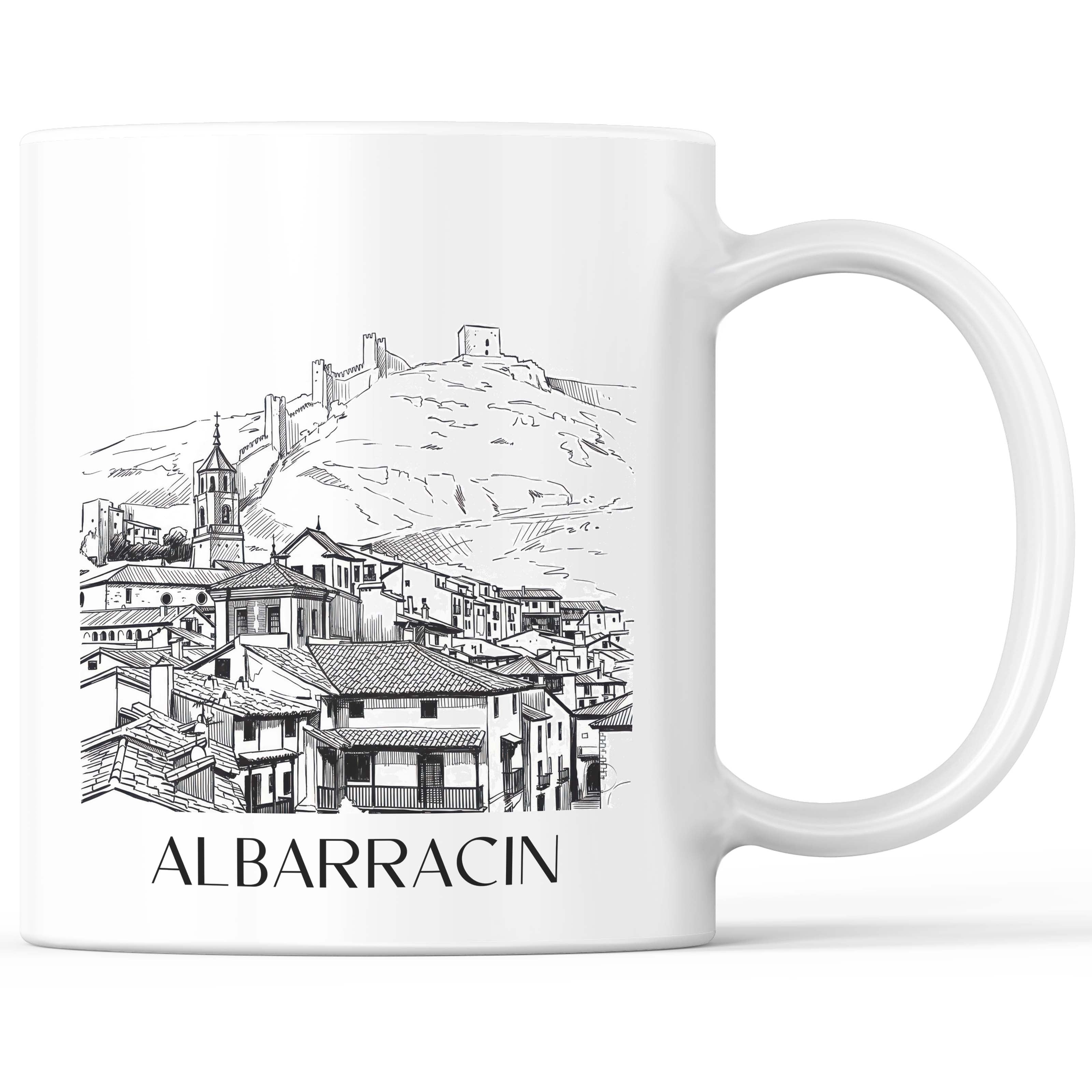 Albarracín Kaffeebecher - Spanien - Spanien und Spanien Becher - Kaffeetasse im Skizze Stil - favplace