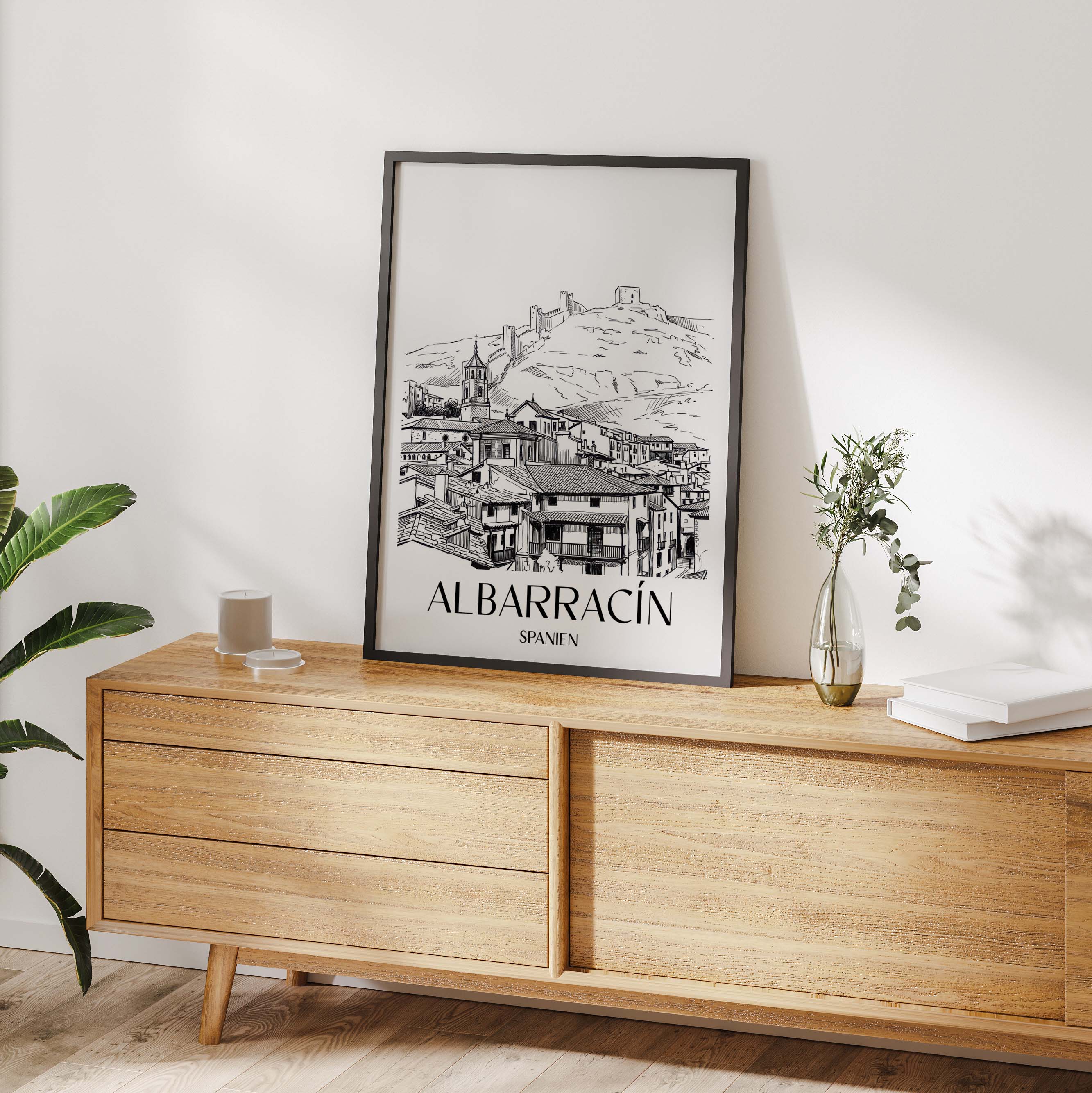 albarracín-spanien-spanien-poster-skizze