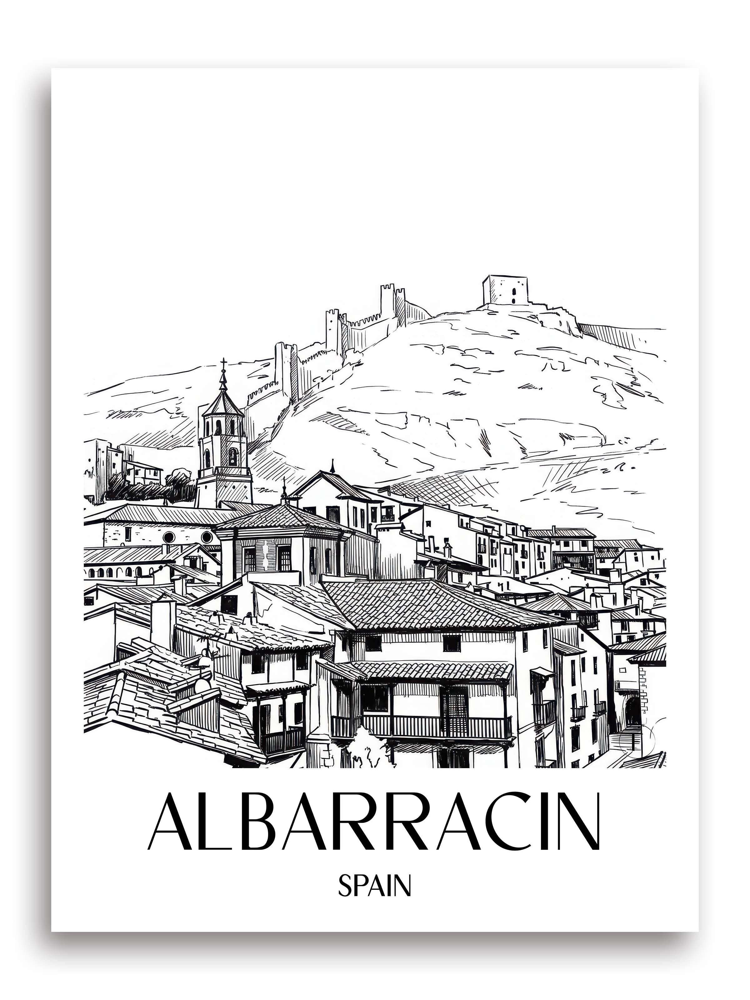 Albarracín Poster - Spanien - Spanien Kunstdruck - Skizze von A4 bis A1 - favplace