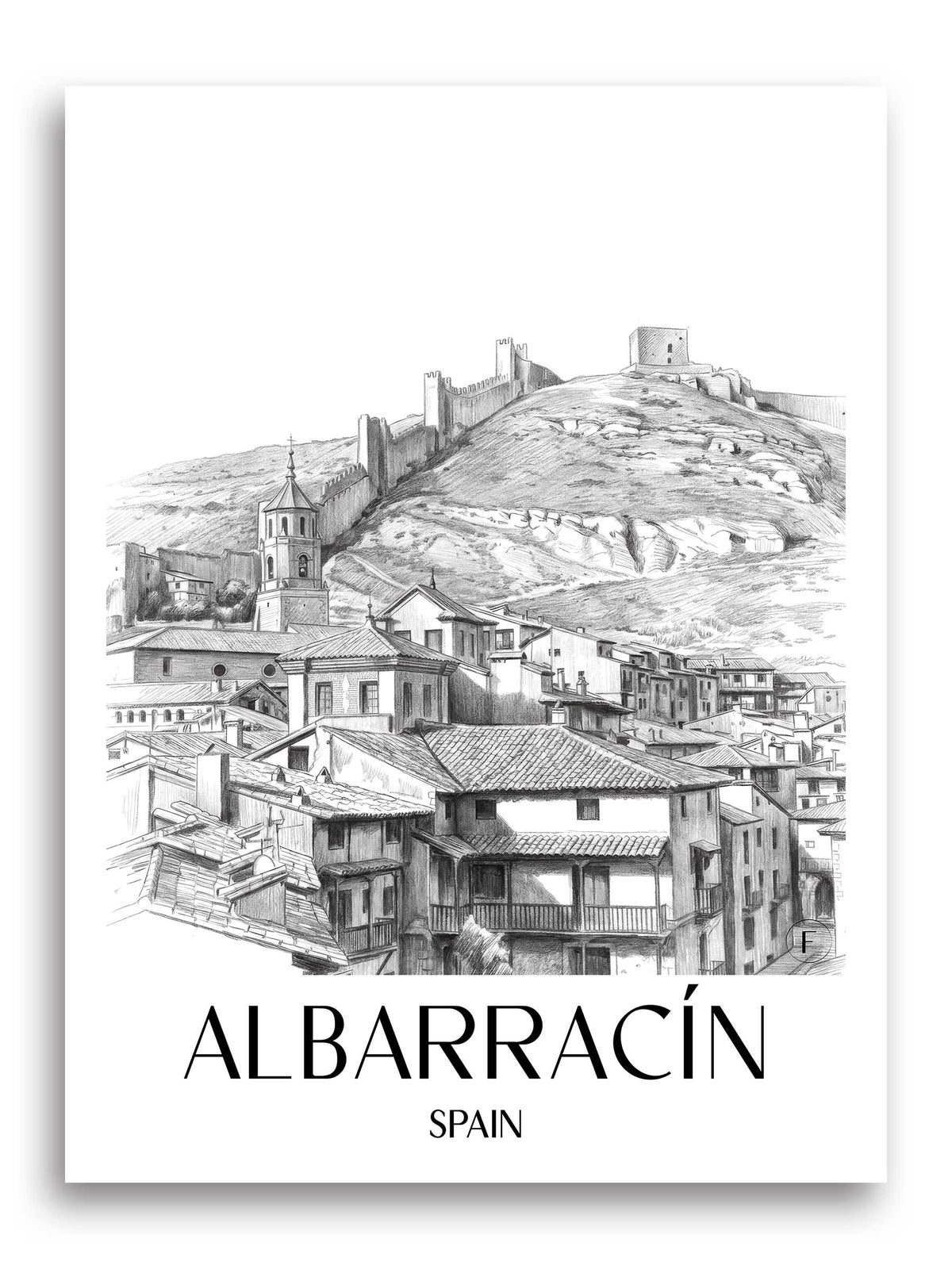 Albarracín Poster - Spanien - Spanien Kunstdruck - Zeichnung von A4 bis A1 - favplace