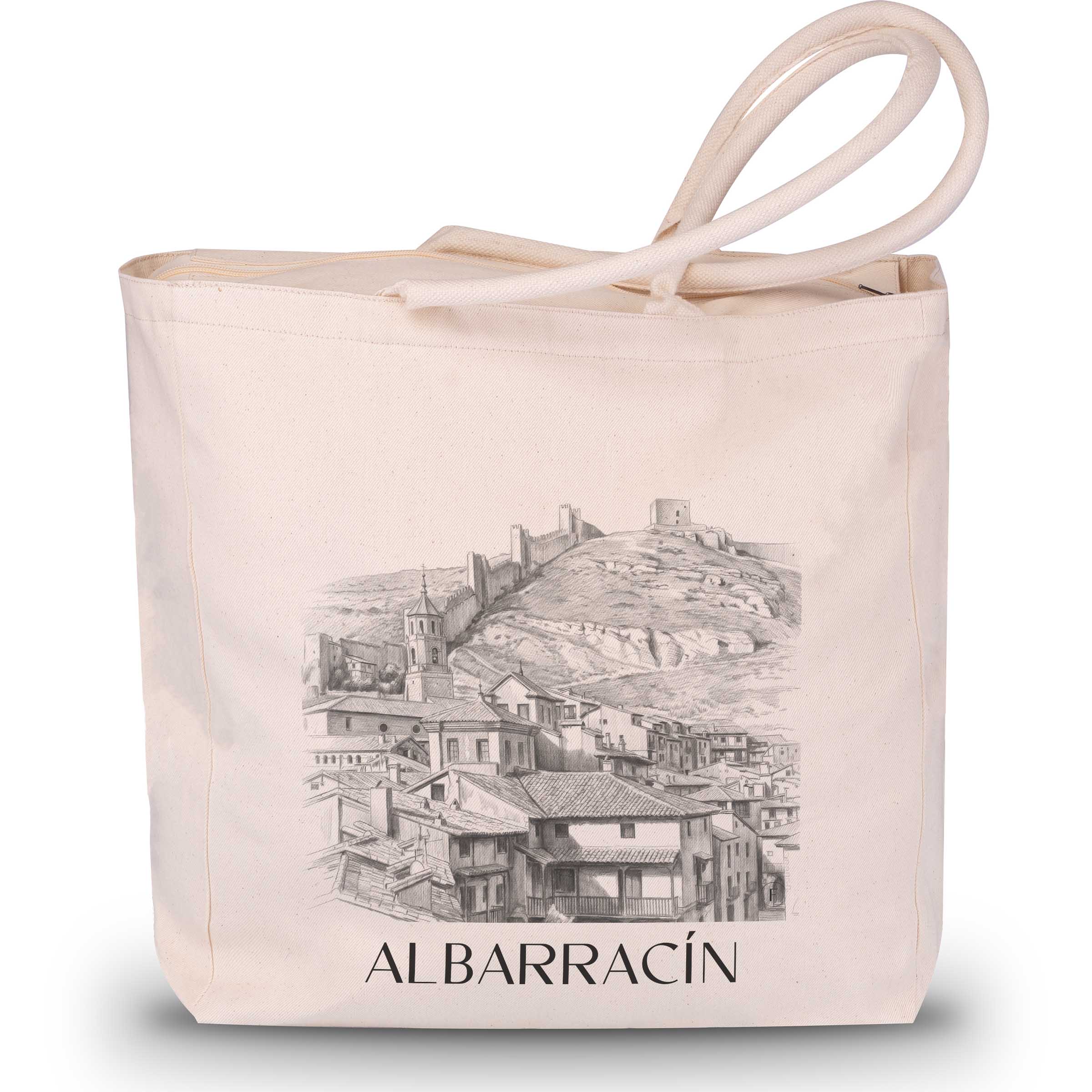 Albarracín Shopping Tasche - Spanien - Spanien Tote Bag - Einkaufstasche im Zeichnung Stil