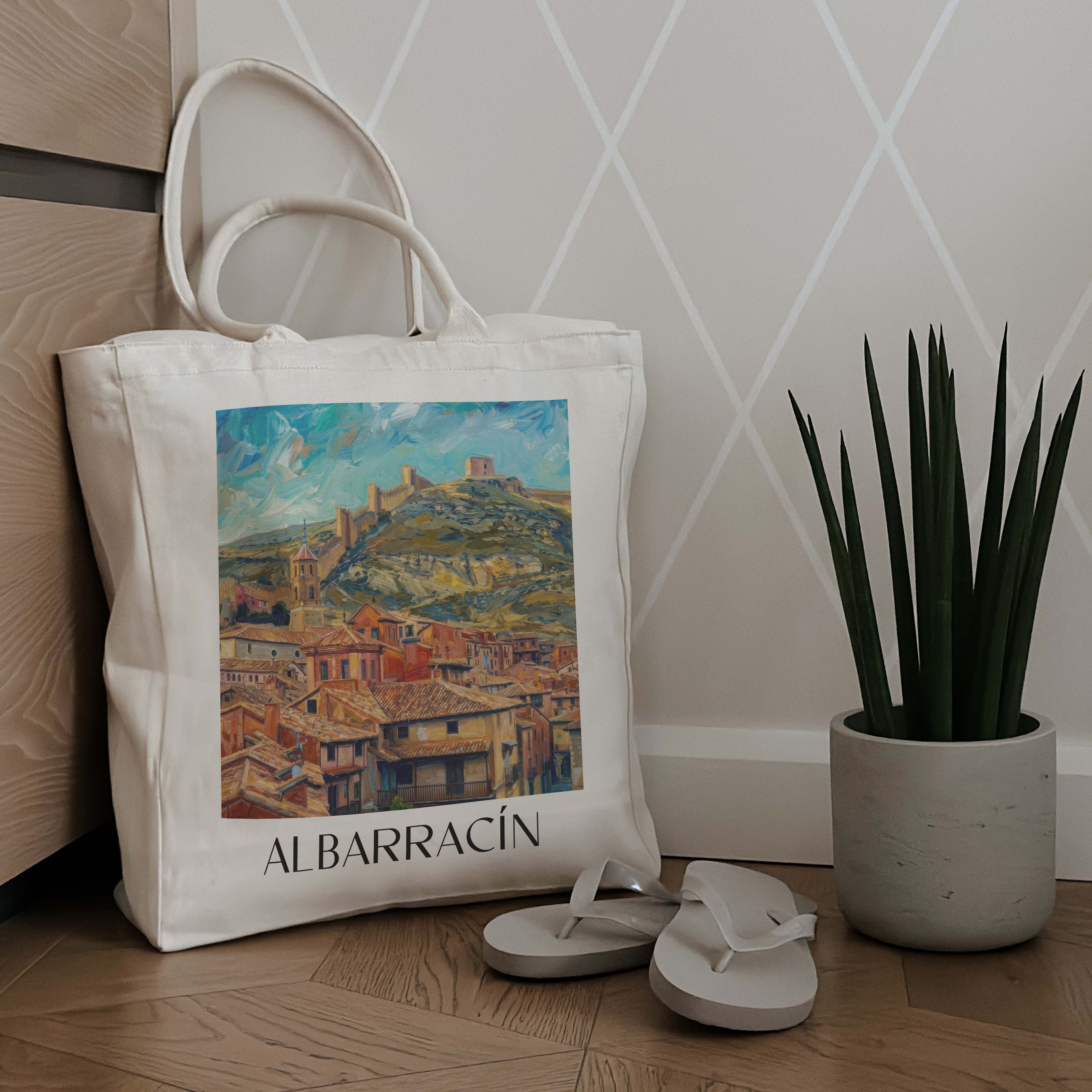 albarracín-spanien-spanien-einkaufstasche-oil-painting-oelgemaelde