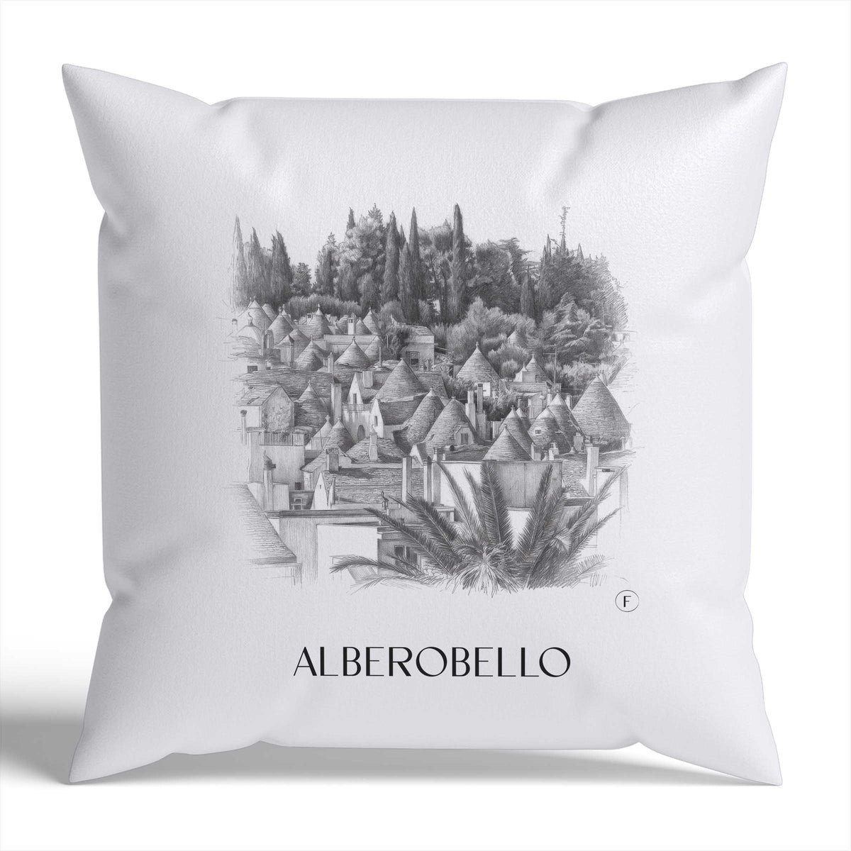 Alberobello Kissenhülle - Zierkissen Bezug - Italien - Italien Kissen bzw. Kissenbezug im Zeichnung Stil - favplace