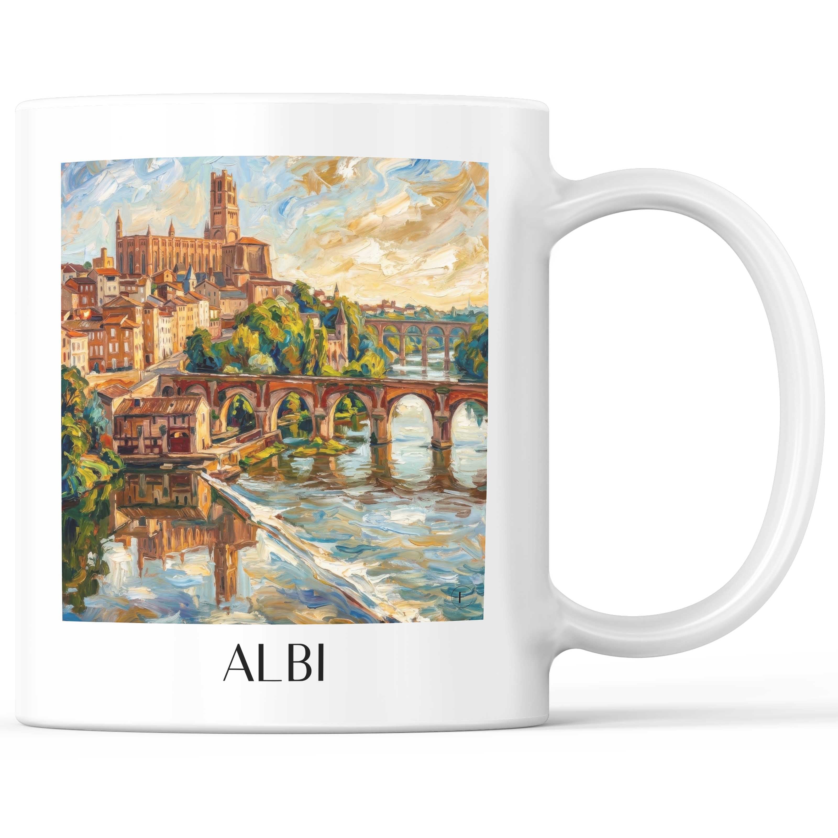 Albi Kaffeebecher - Okzitanien - Frankreich Becher - Kaffeetasse im Ölgemälde Stil - favplace