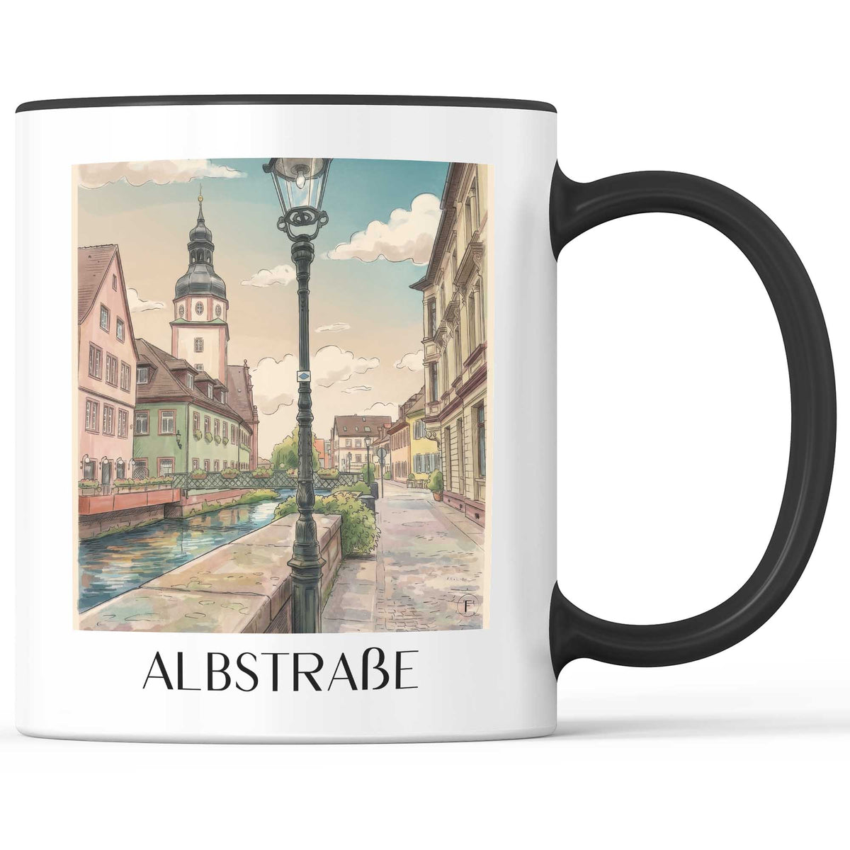 albstraße-ettlingen-deutschland-kaffeebecher-aquarell