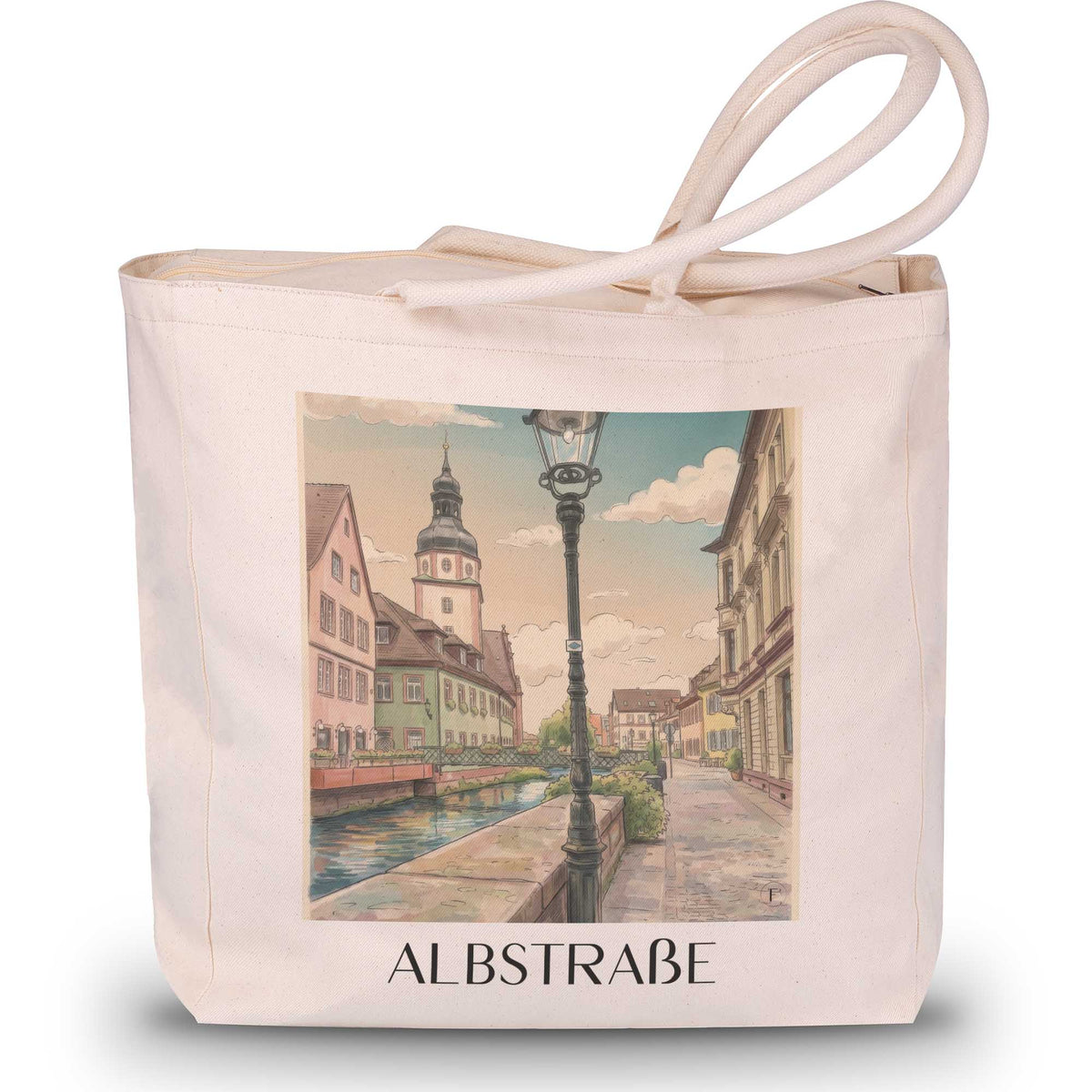 albstraße-ettlingen-deutschland-einkaufstasche-aquarell