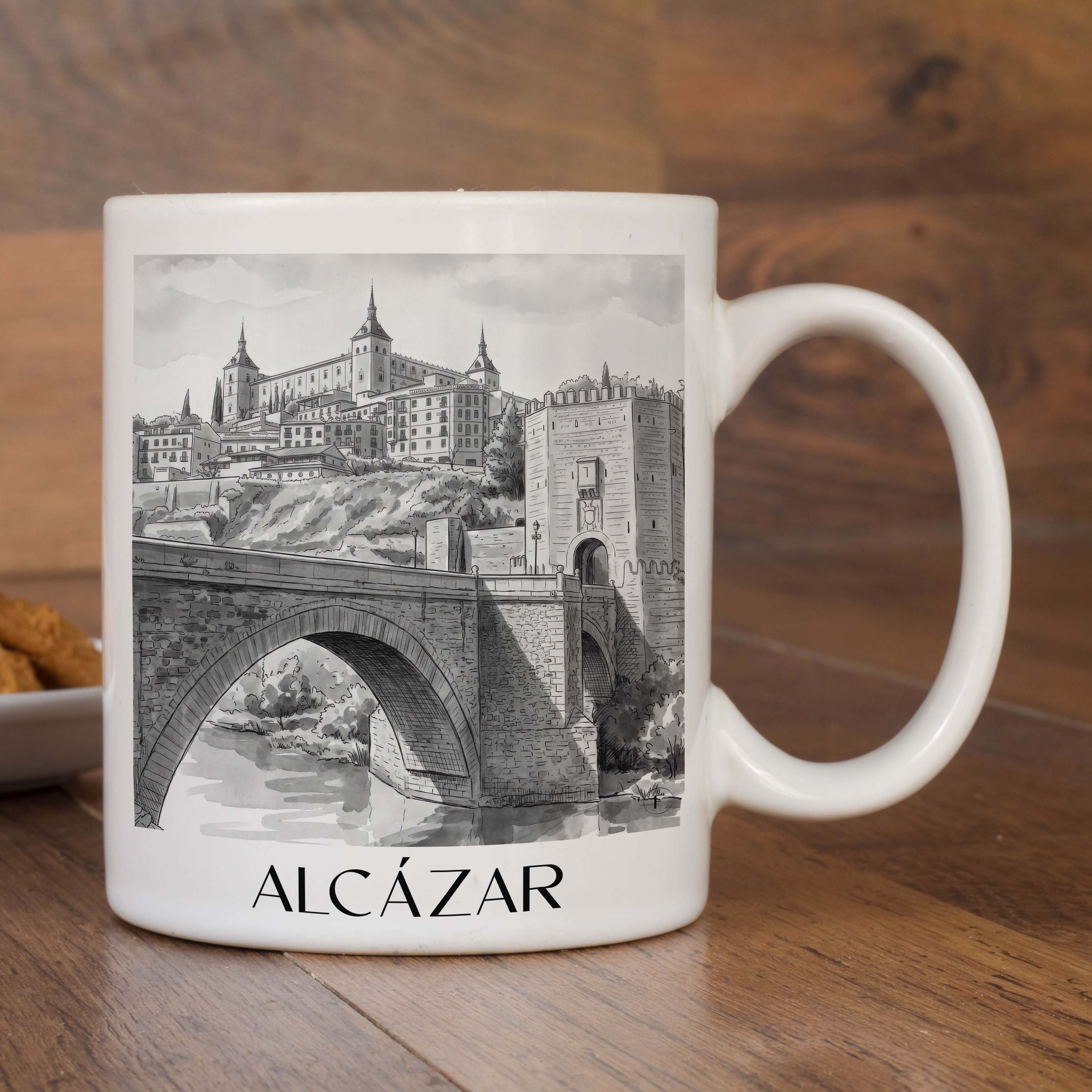 alcázar--toledo-spanien-kaffeebecher-aquarell-schwarz-weiss