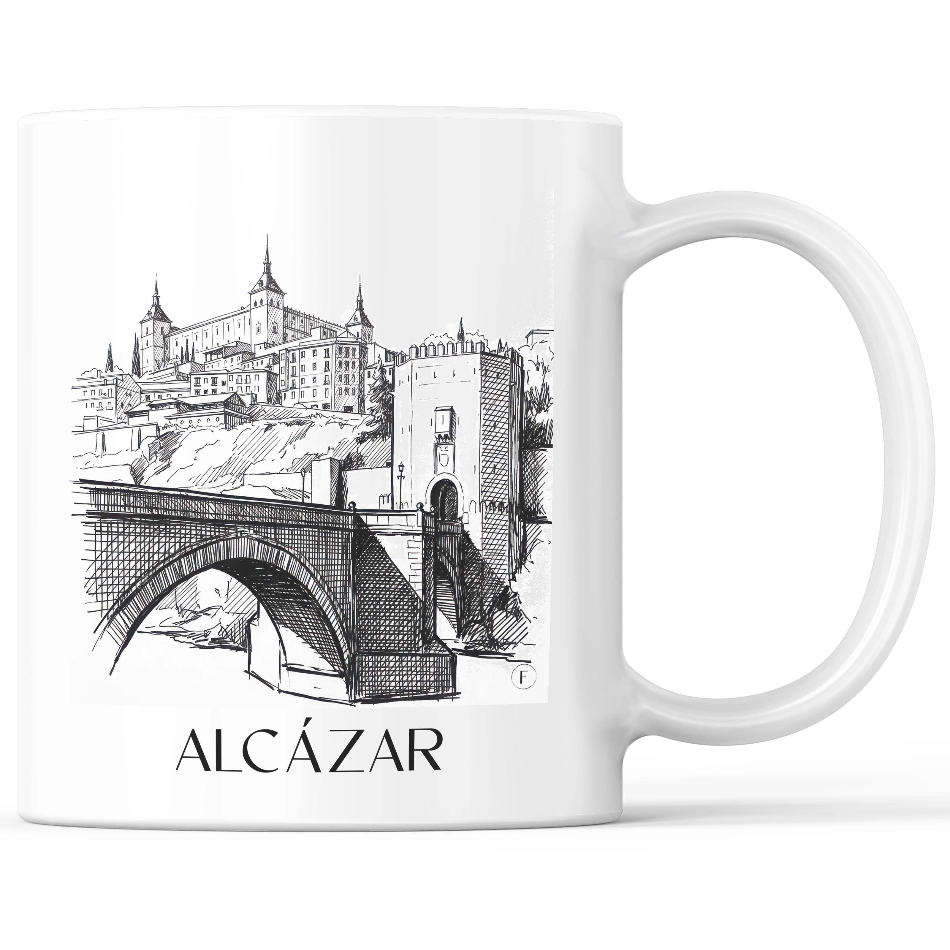 Alcázar Kaffeebecher - Toledo - Spanien Becher - Kaffeetasse im Skizze Stil - favplace