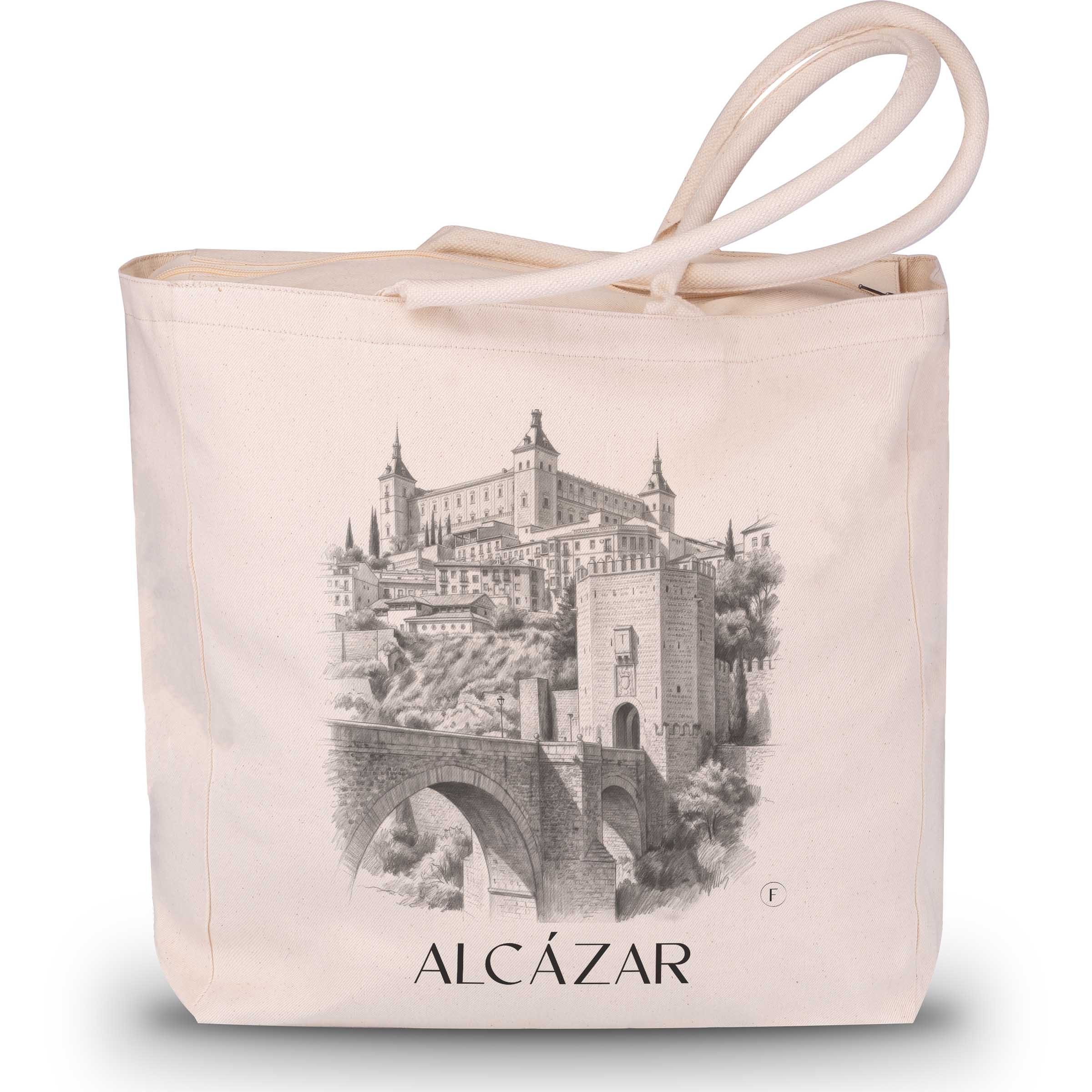 Alcázar Shopping Tasche - Toledo - Spanien Tote Bag - Einkaufstasche im Zeichnung Stil