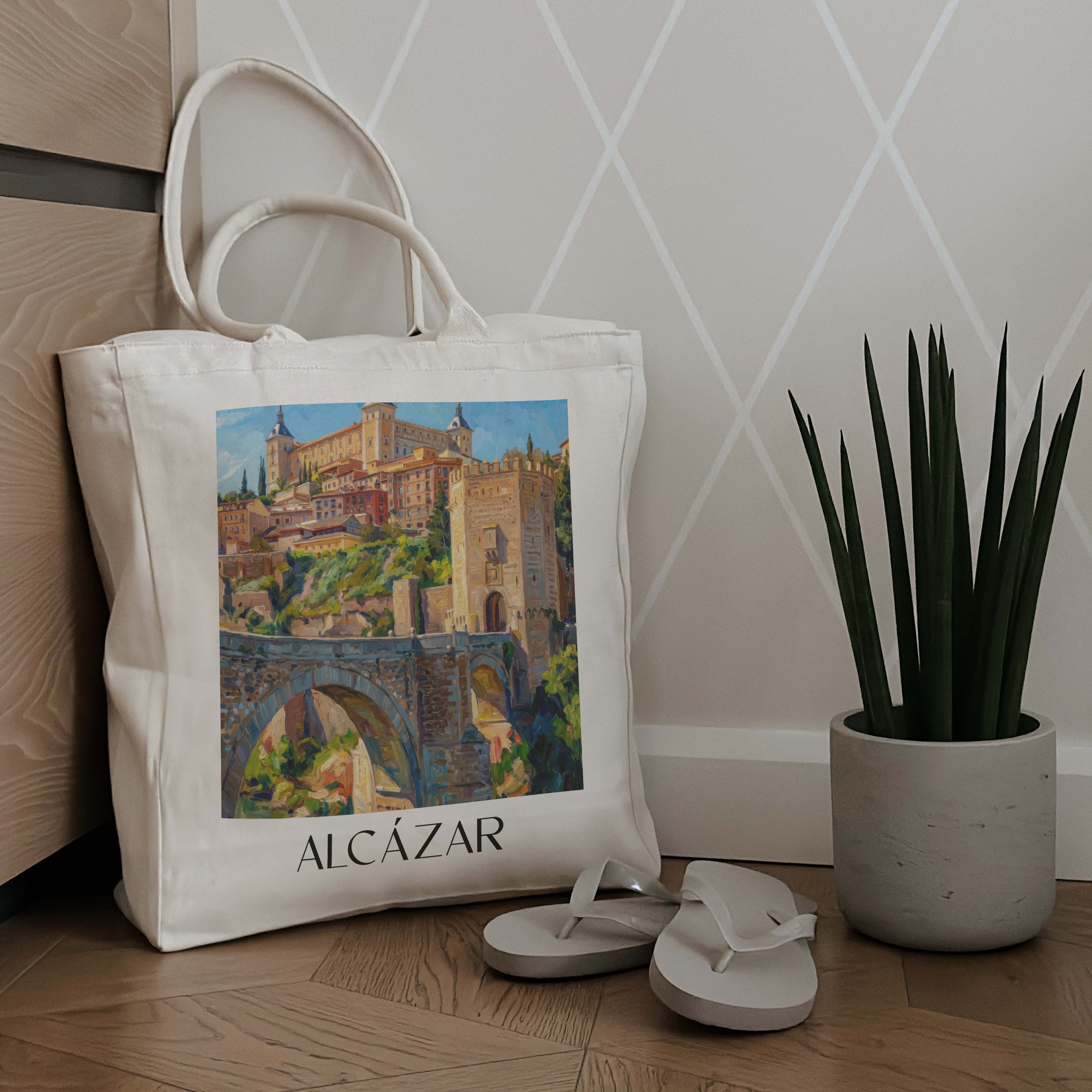 alcázar--toledo-spanien-einkaufstasche-oil-painting-oelgemaelde
