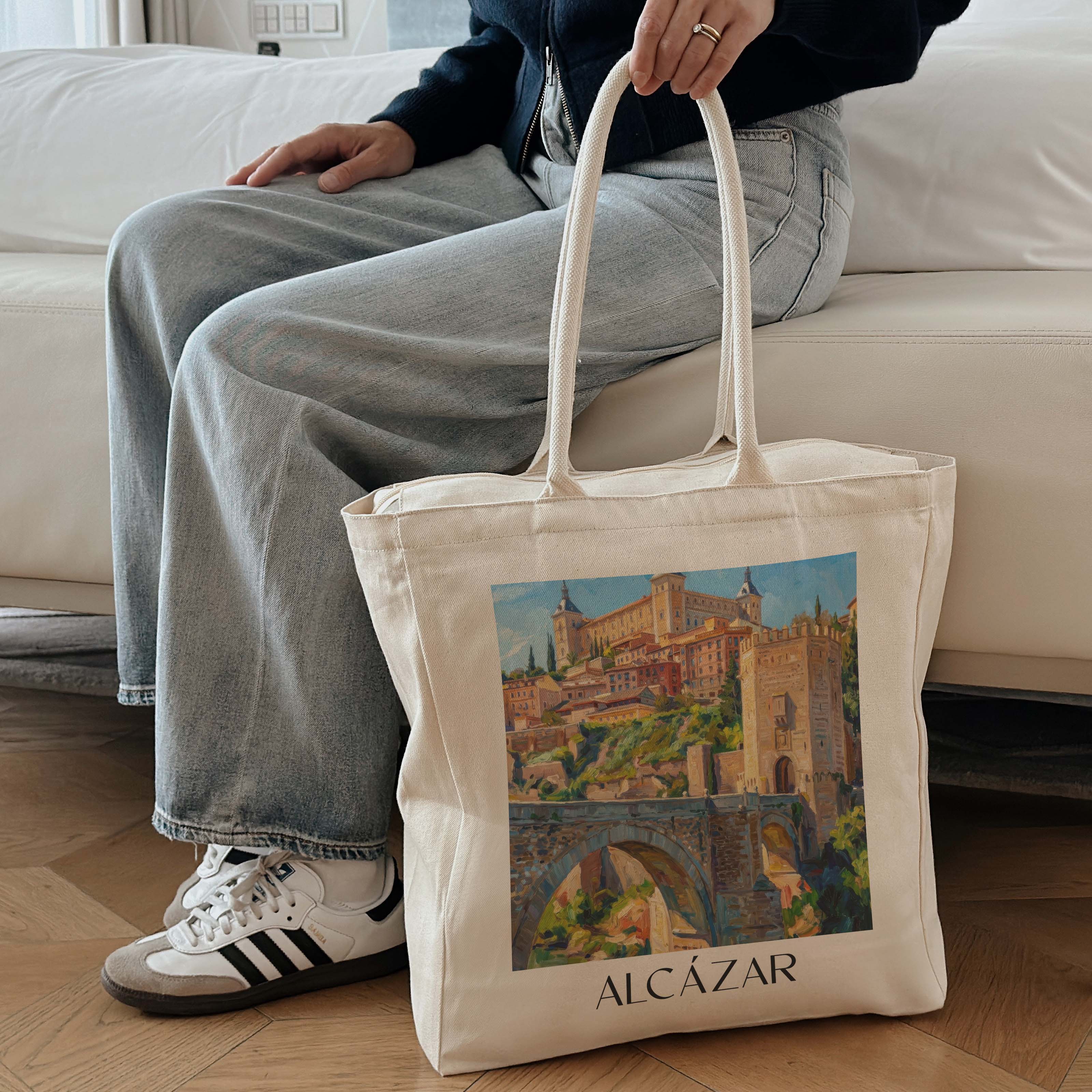 alcázar--toledo-spanien-einkaufstasche-oil-painting-oelgemaelde