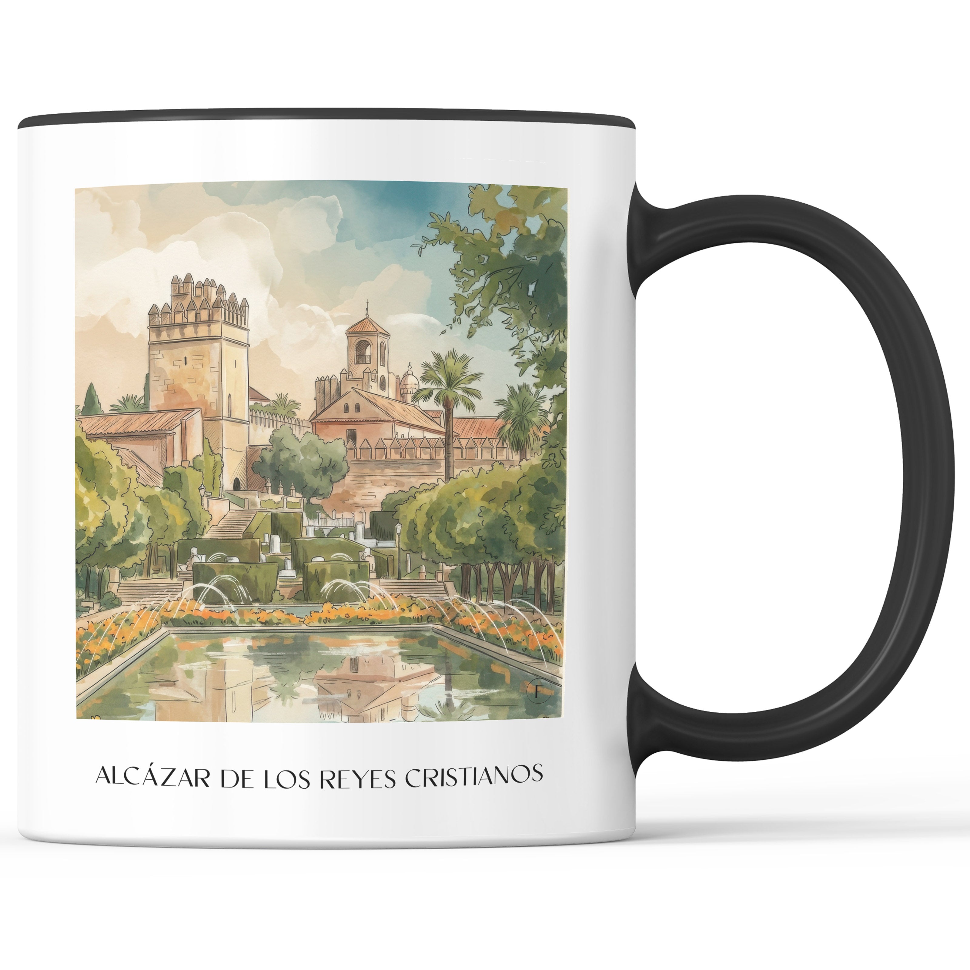 alcázar-de-los-reyes-cristianos-córdoba-spanien-kaffeebecher-aquarell