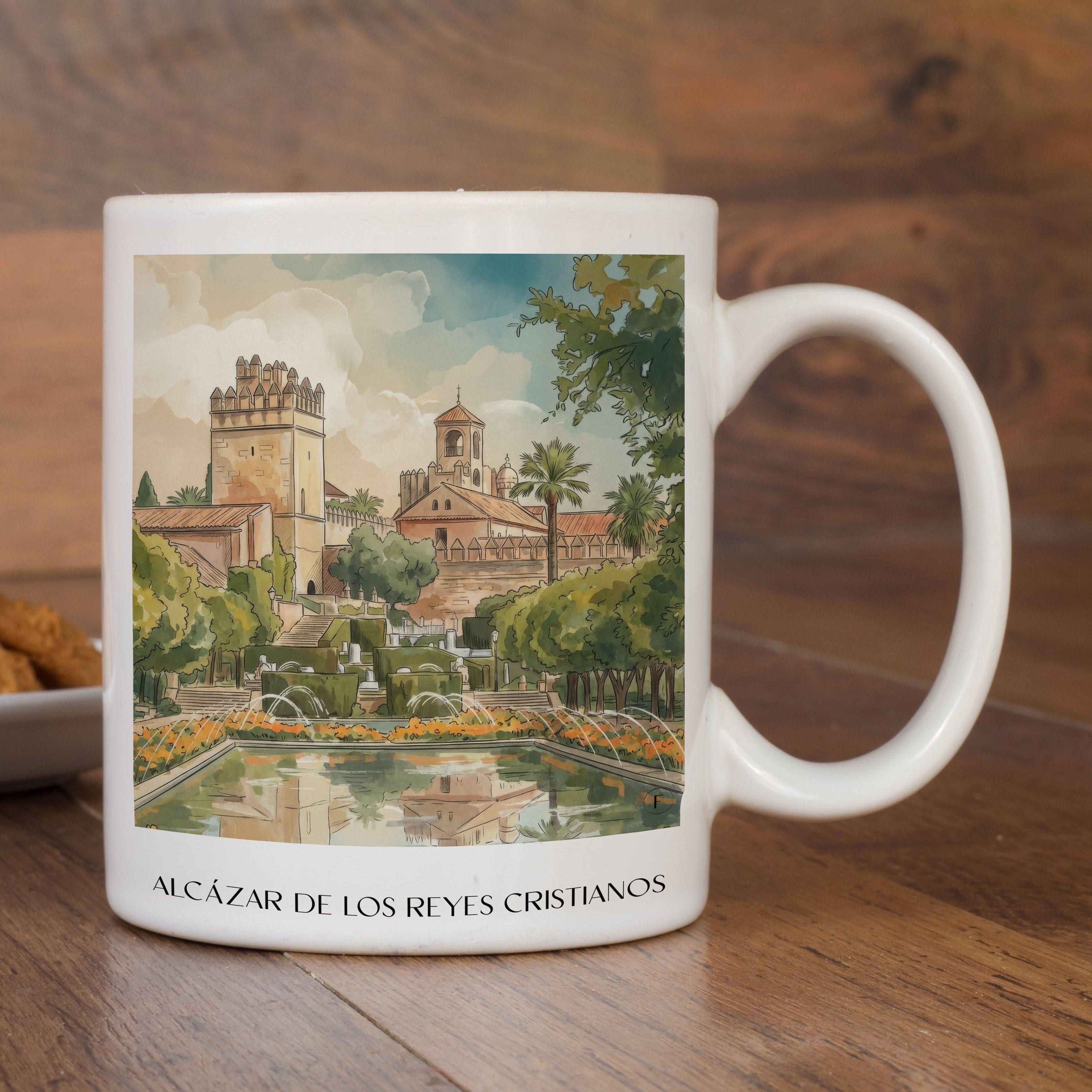alcázar-de-los-reyes-cristianos-córdoba-spanien-kaffeebecher-aquarell