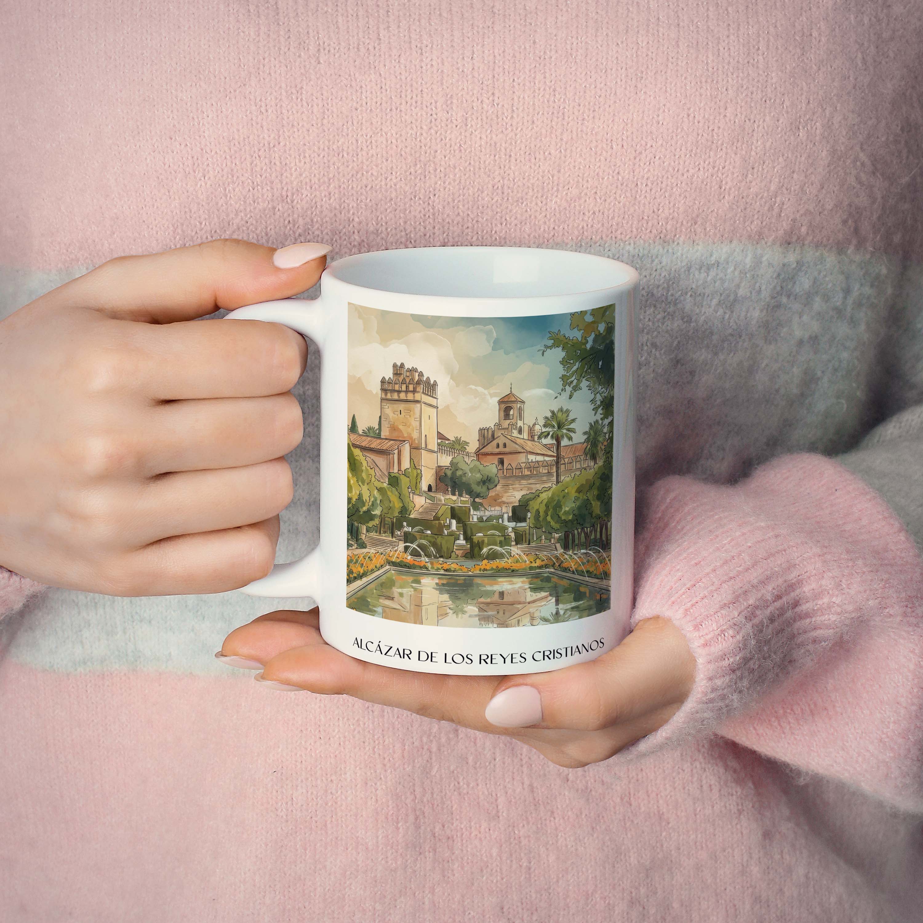 alcázar-de-los-reyes-cristianos-córdoba-spanien-kaffeebecher-aquarell