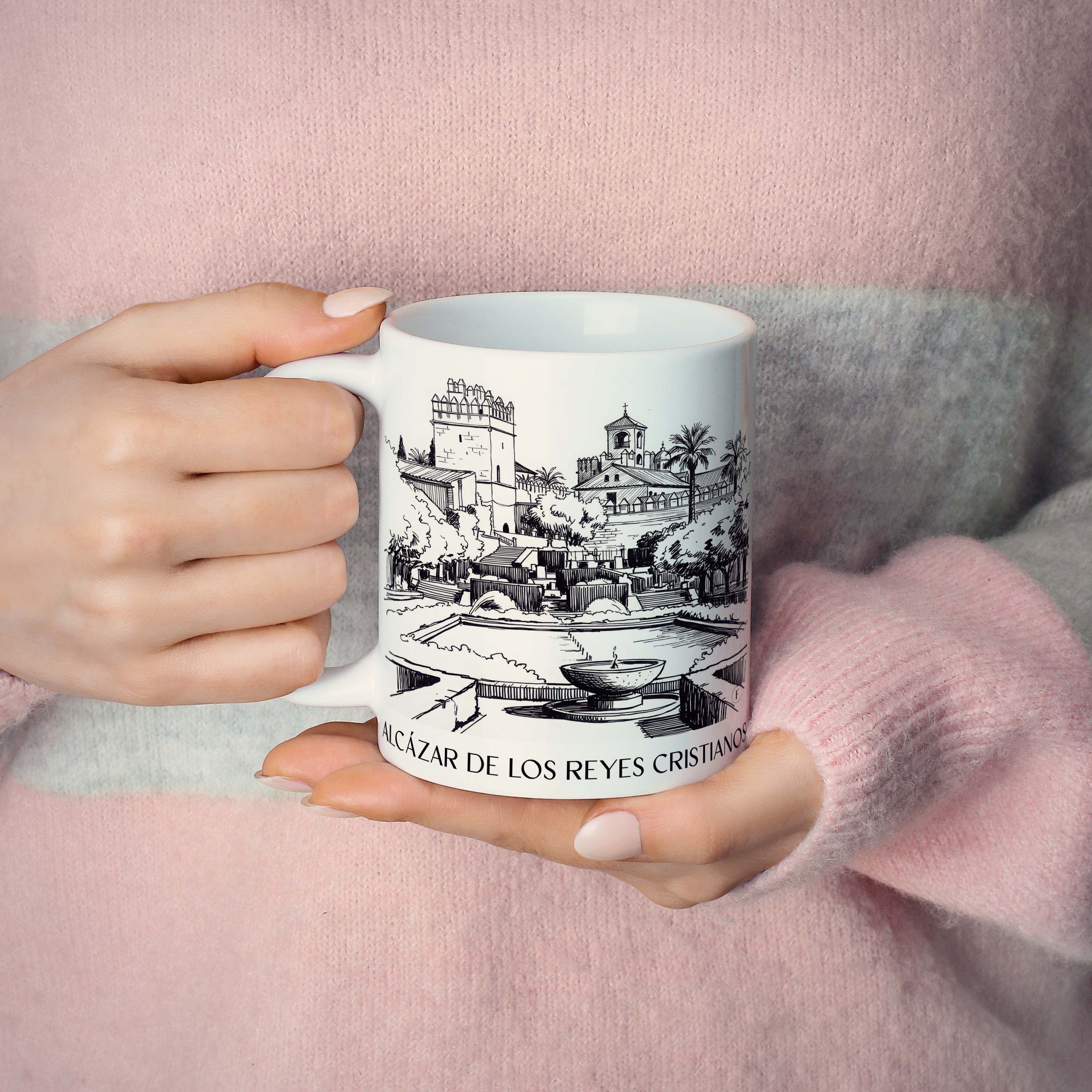 alcázar-de-los-reyes-cristianos-córdoba-spanien-kaffeebecher-skizze