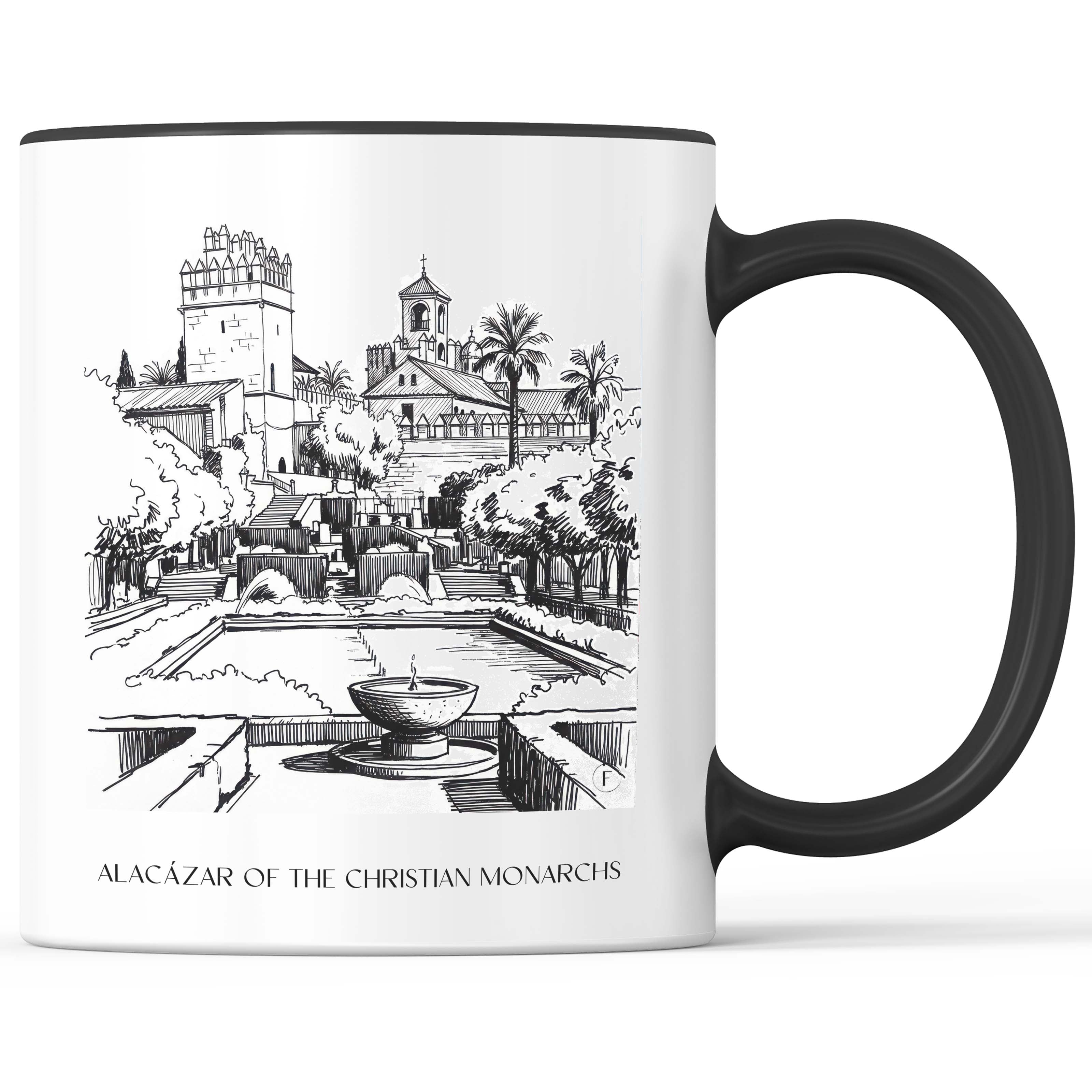 Alcázar de los Reyes Cristianos Kaffeebecher - Córdoba - Spanien Becher - Kaffeetasse im Skizze Stil - favplace