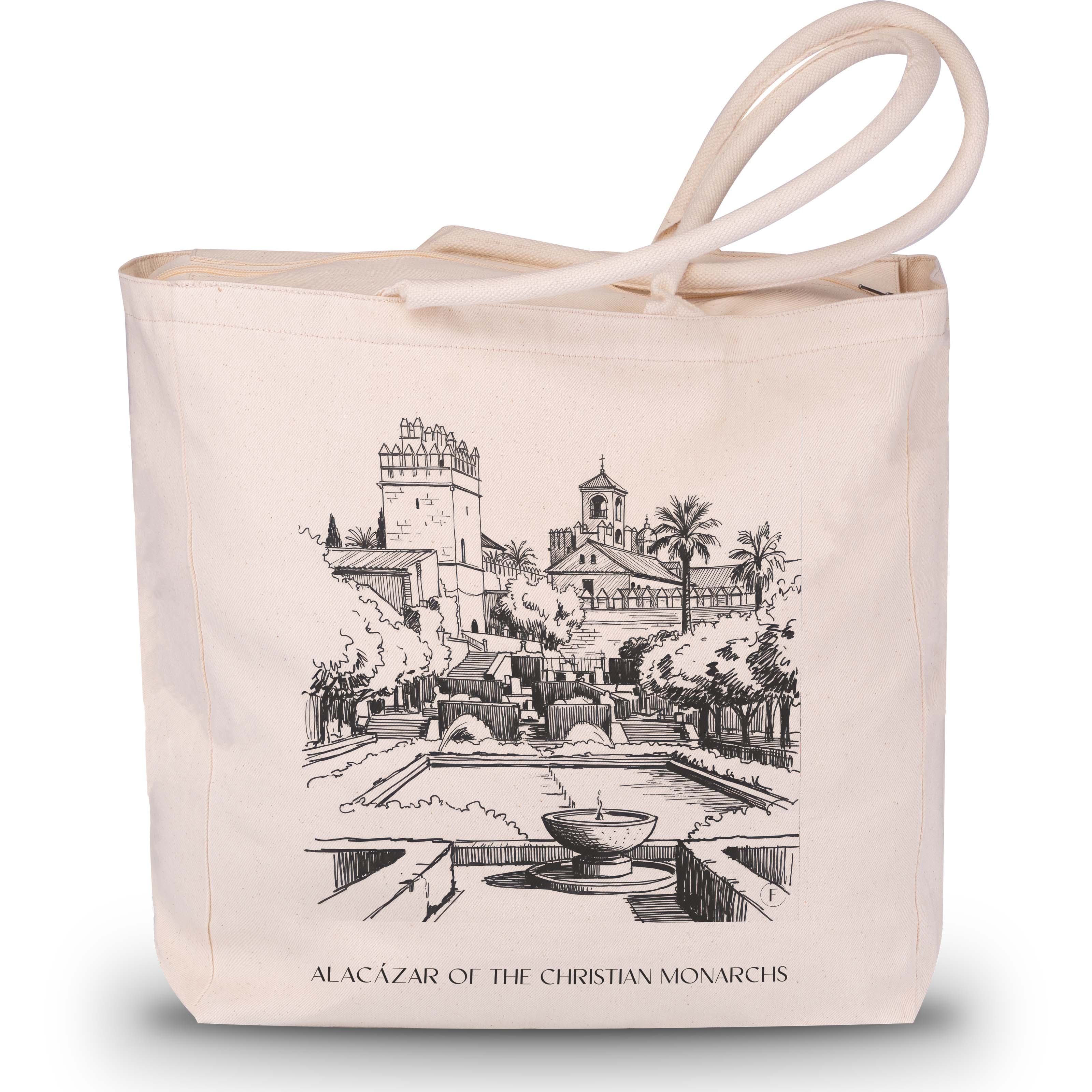 Alcázar de los Reyes Cristianos Shopping Tasche - Córdoba - Spanien Tote Bag - Einkaufstasche im Skizze Stil - favplace