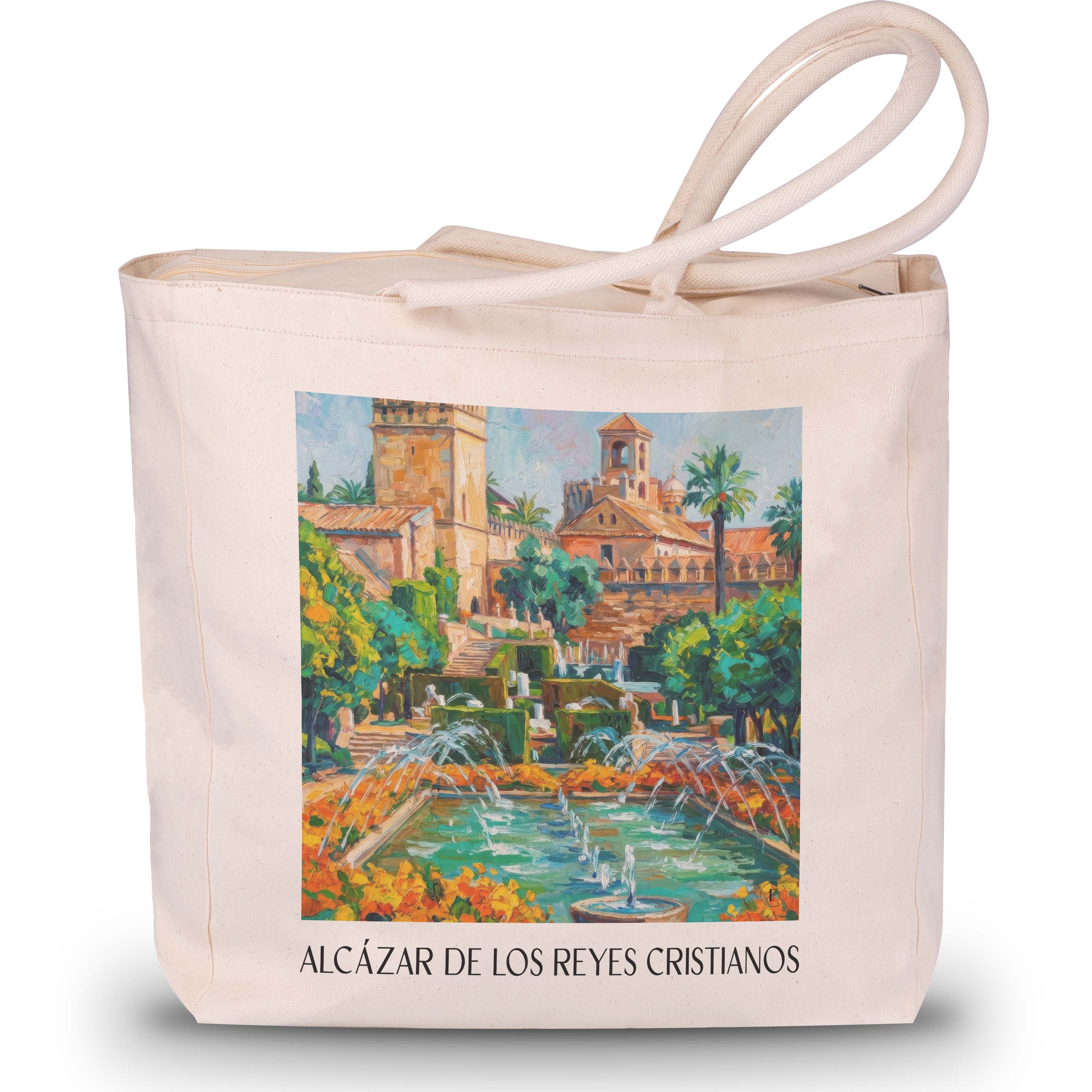 alcázar-de-los-reyes-cristianos-córdoba-spanien-einkaufstasche-oil-painting-oelgemaelde
