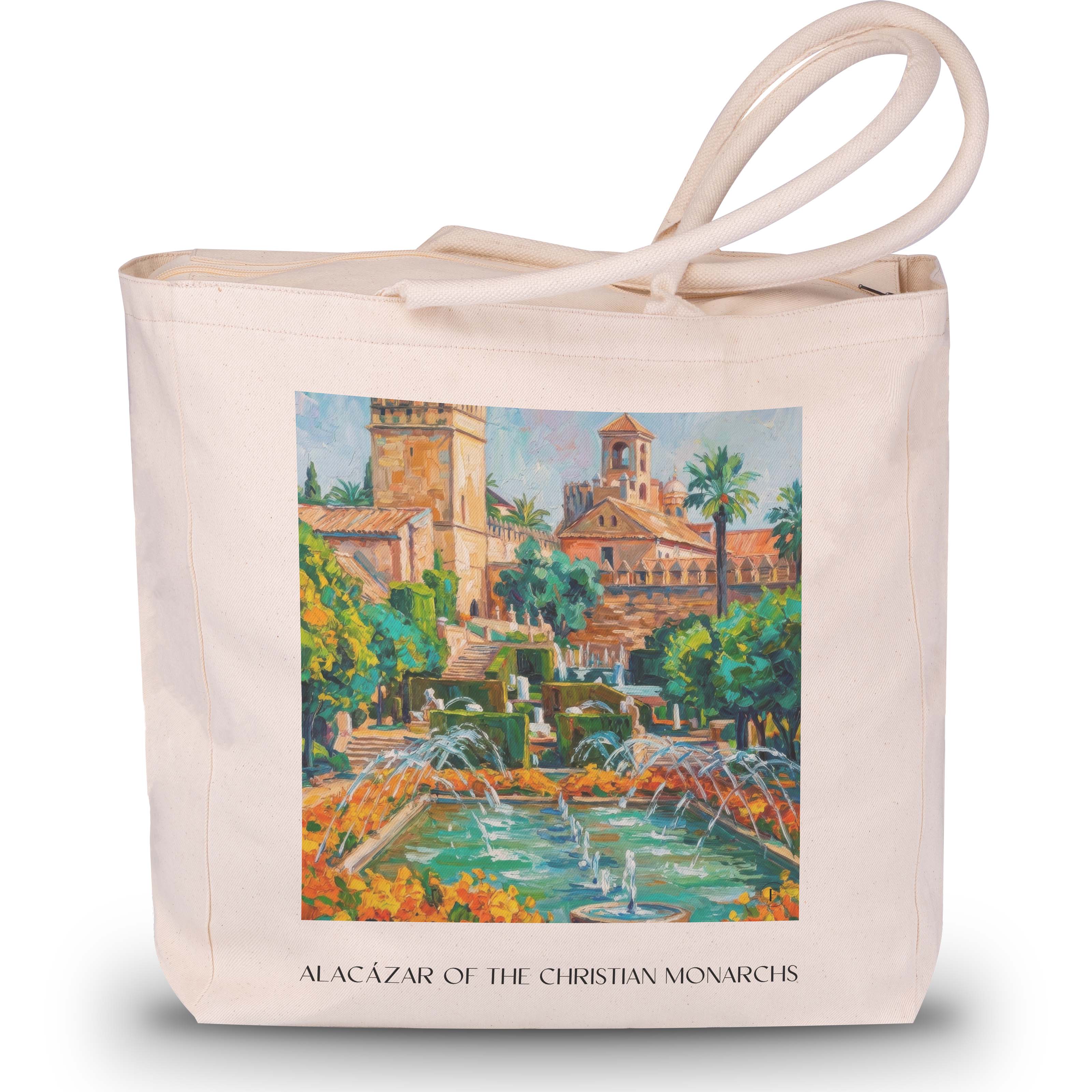 Alcázar de los Reyes Cristianos Shopping Tasche - Córdoba - Spanien Tote Bag - Einkaufstasche im Ölgemälde Stil - favplace