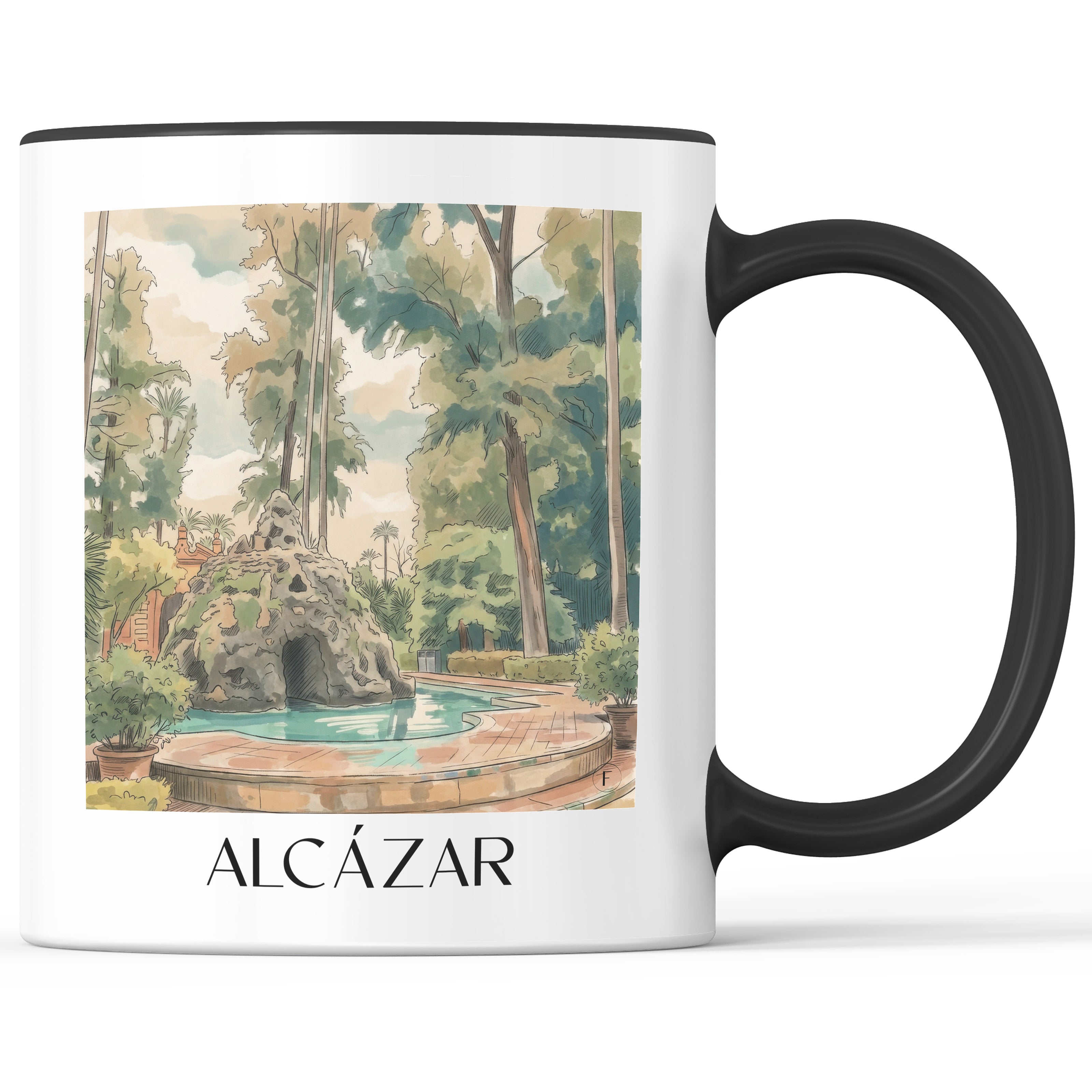alcazár-sevilla-spanien-kaffeebecher-aquarell