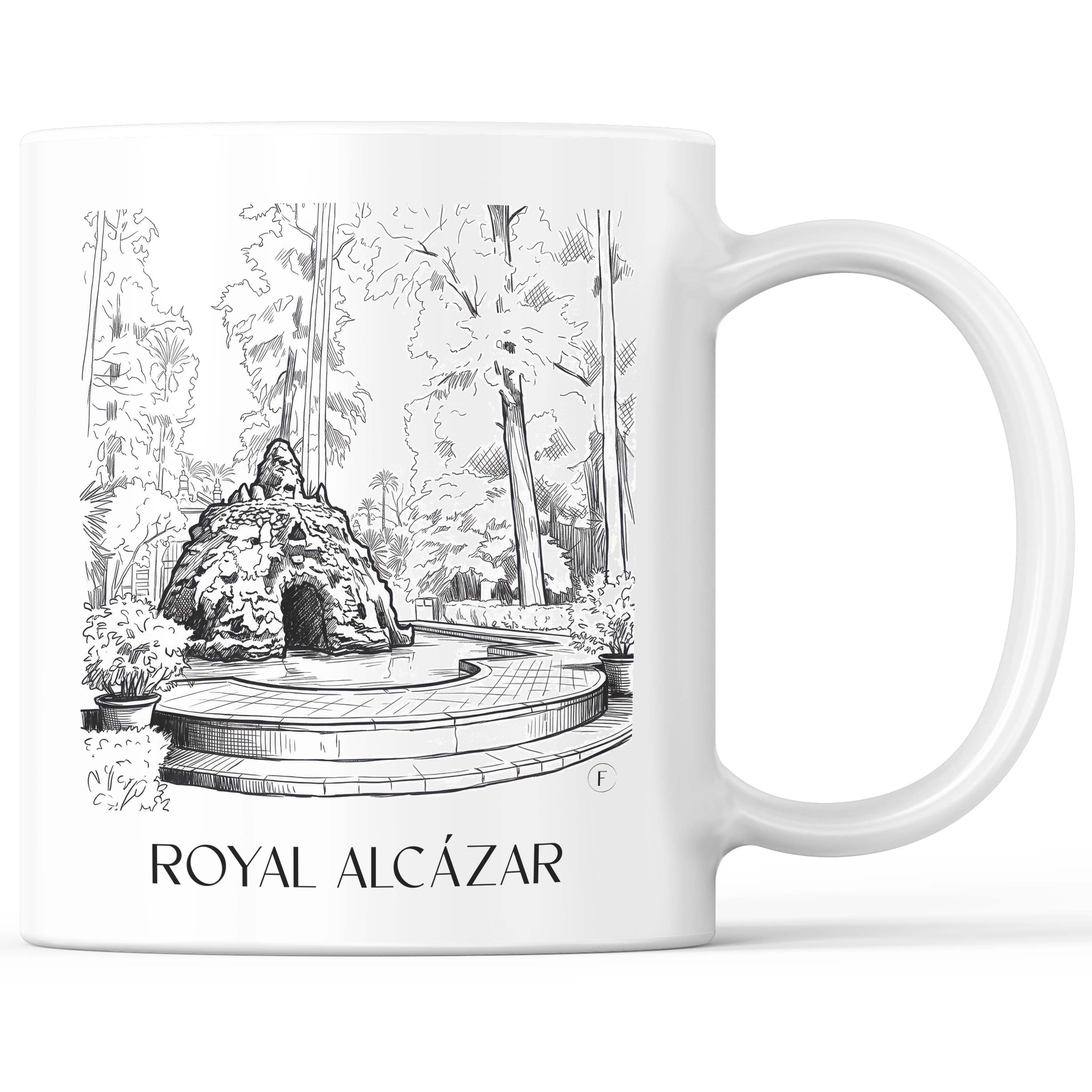 Alcazár Kaffeebecher - Sevilla - Spanien Becher - Kaffeetasse im Skizze Stil - favplace
