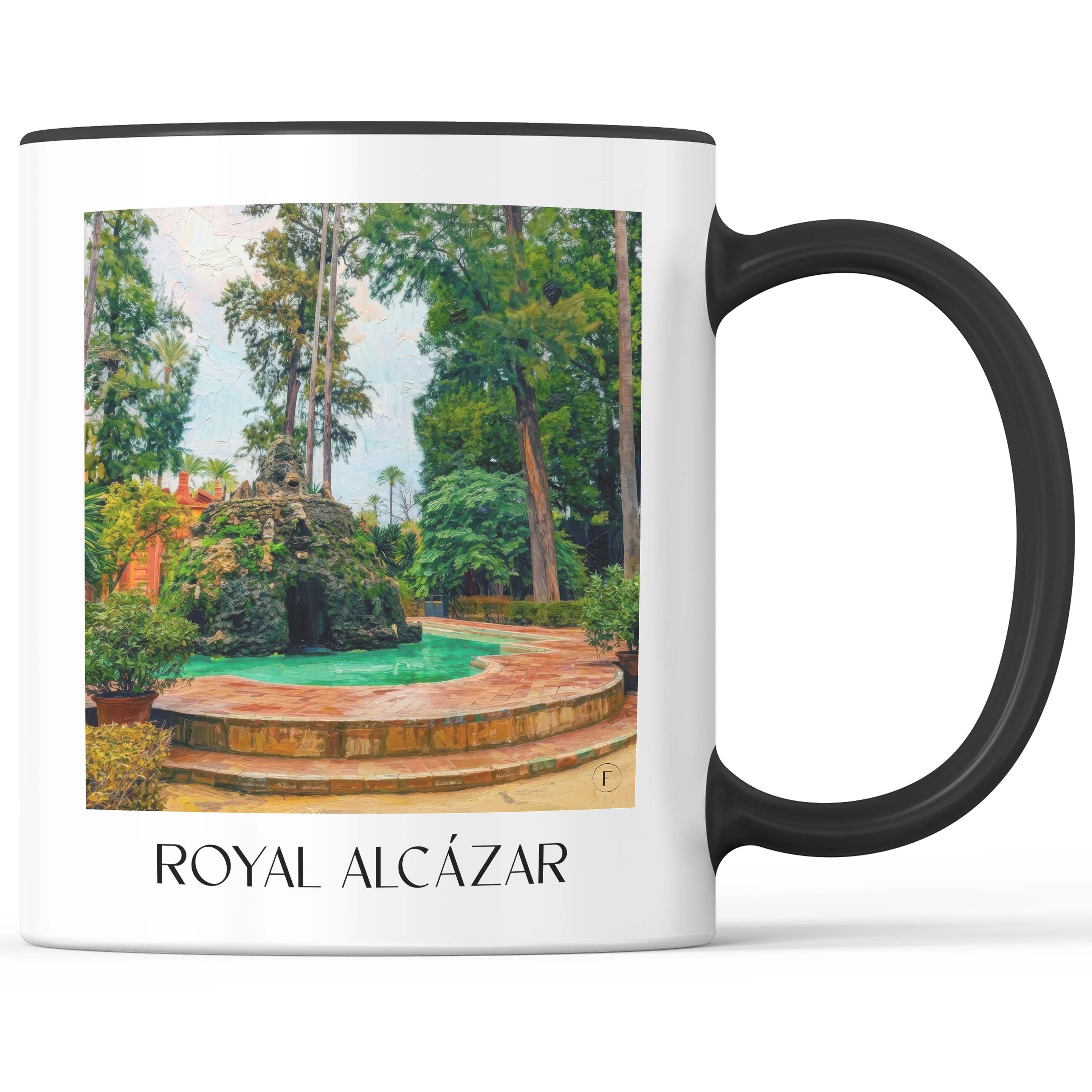 Alcazár Kaffeebecher - Sevilla - Spanien Becher - Kaffeetasse im Ölgemälde Stil - favplace