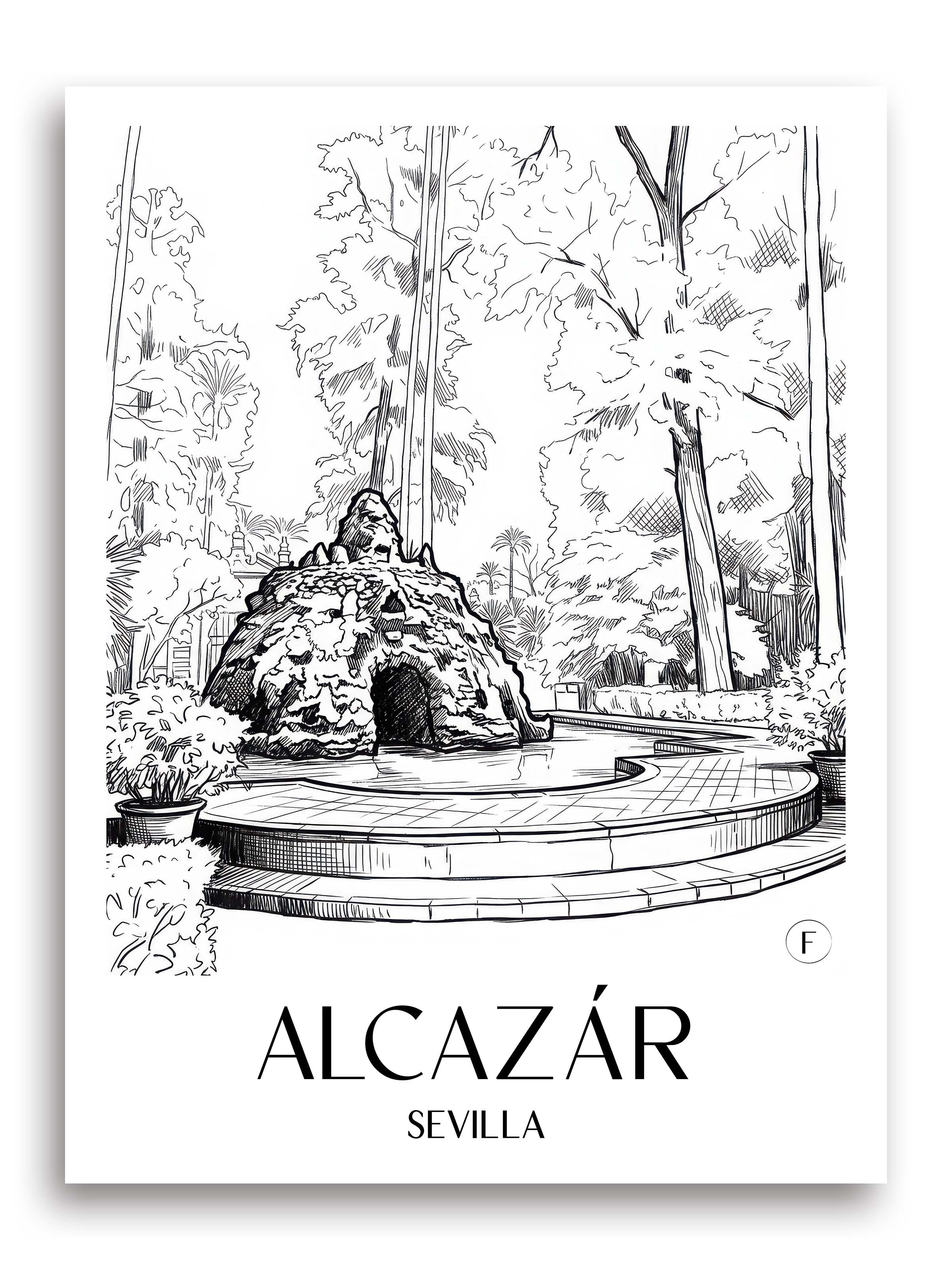 alcazár-sevilla-spanien-poster-skizze