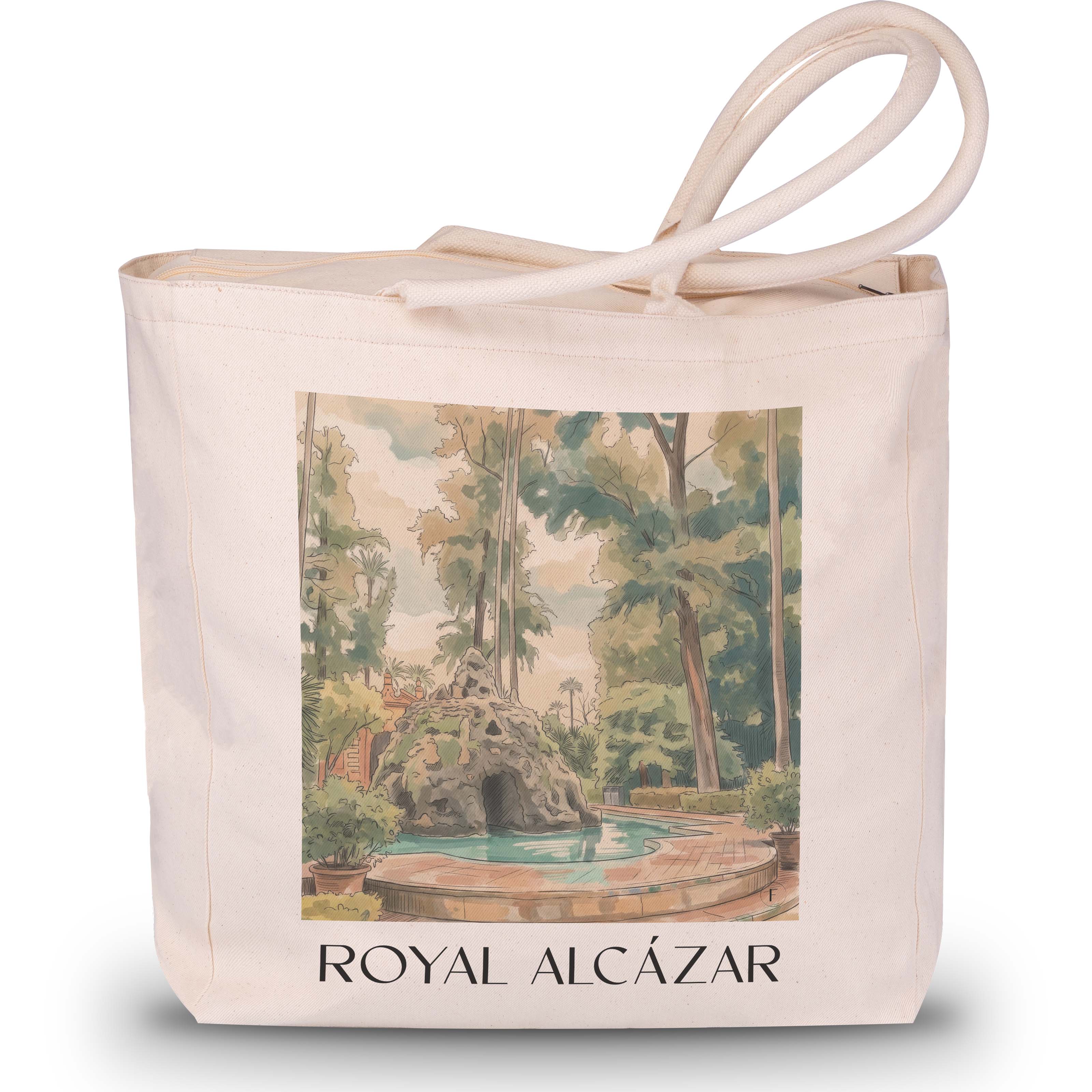 Alcazár Shopping Tasche - Sevilla - Spanien Tote Bag - Einkaufstasche im Aquarell Stil - favplace
