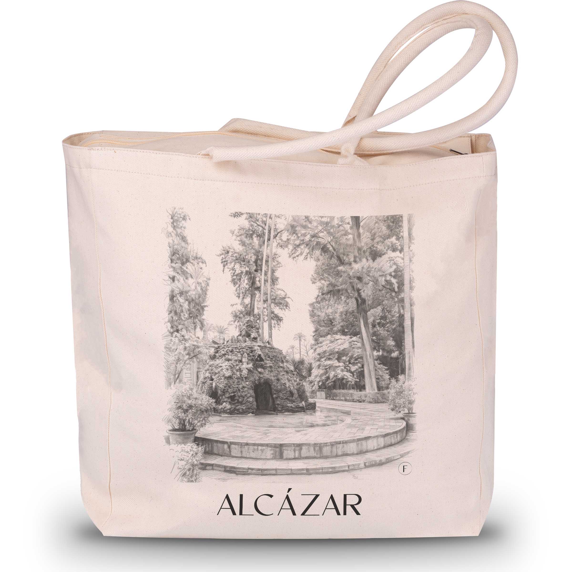 Alcazár Shopping Tasche - Sevilla - Spanien Tote Bag - Einkaufstasche im Zeichnung Stil
