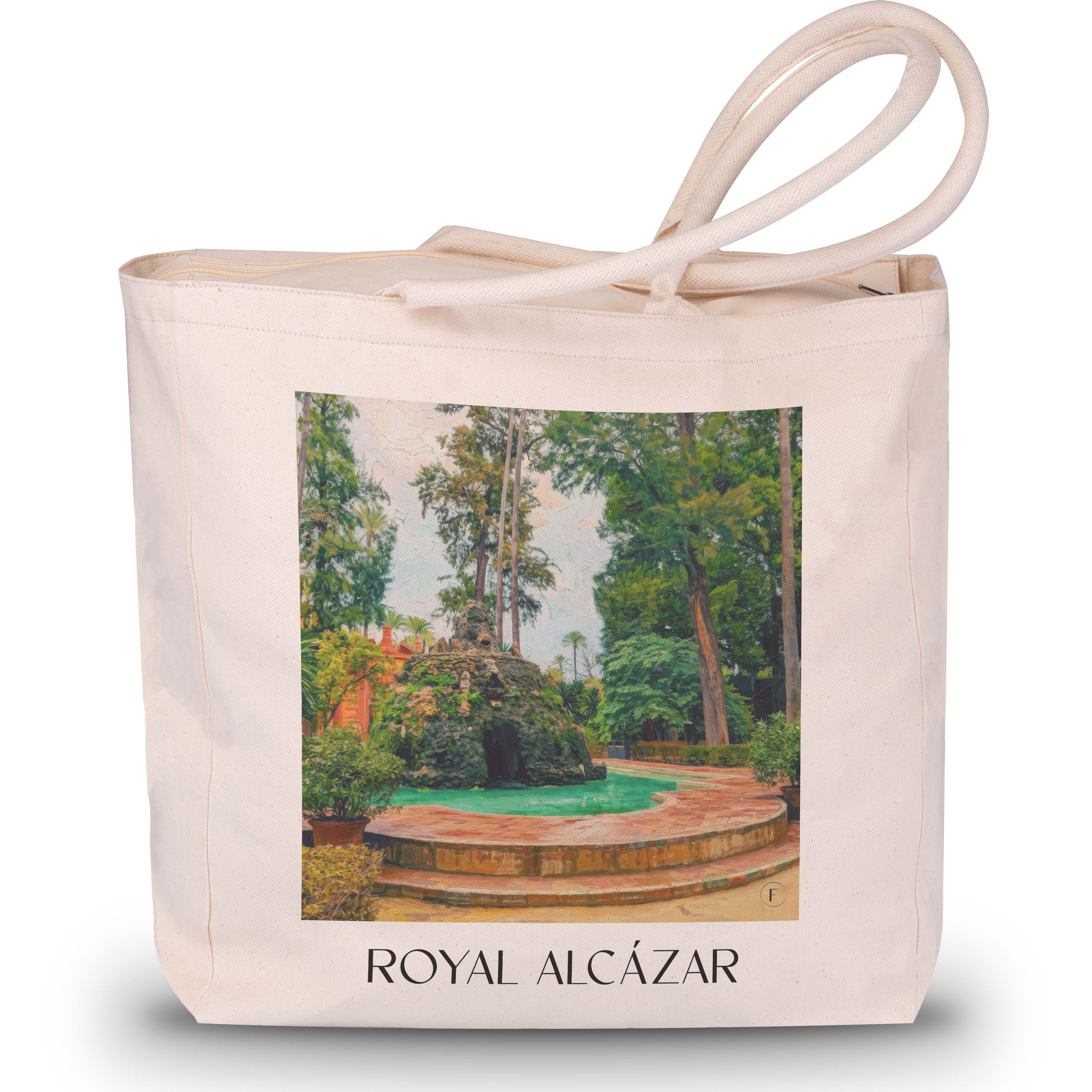 Alcazár Shopping Tasche - Sevilla - Spanien Tote Bag - Einkaufstasche im Ölgemälde Stil - favplace