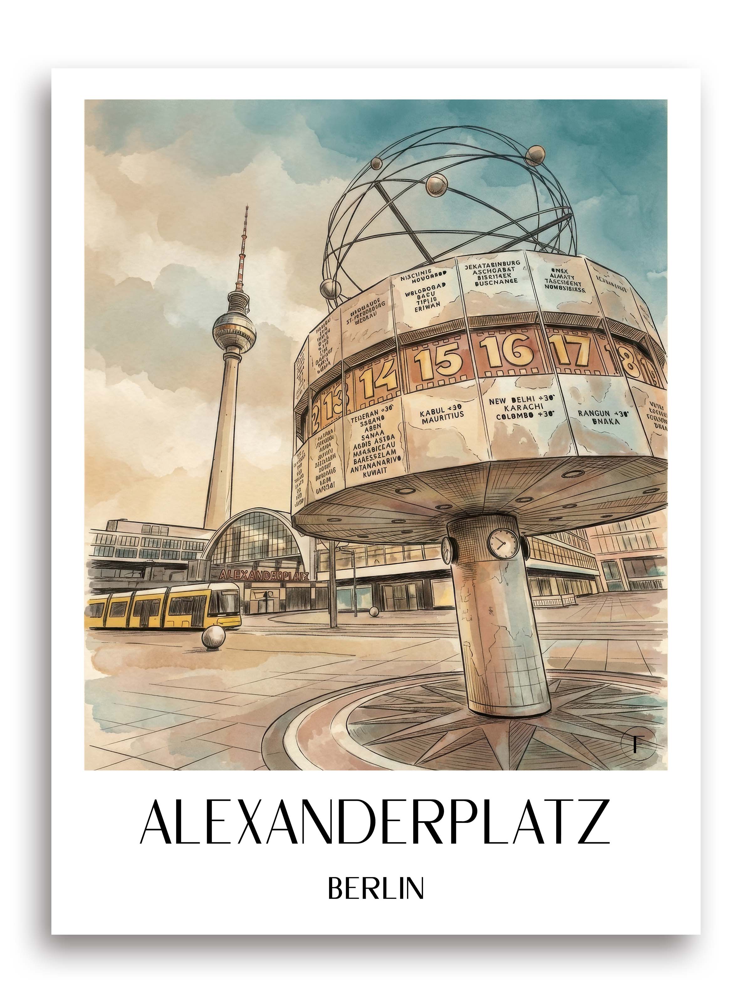 Alexanderplatz Poster - Berlin - Deutschland Kunstdruck - Aquarell von A4 bis A1 - favplace