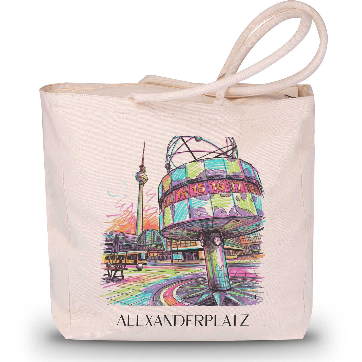 Alexanderplatz Shopping Tasche - Berlin - Deutschland Tote Bag - Einkaufstasche im Tag Graffiti Stil - favplace
