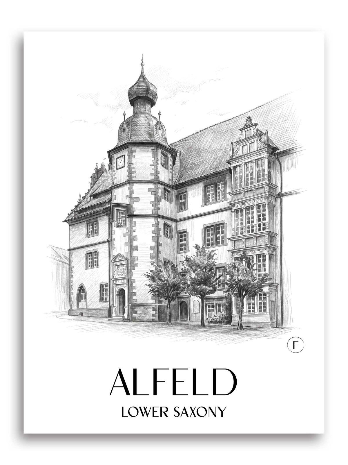 Alfeld Poster - Niedersachsen - Deutschland Kunstdruck - Zeichnung von A4 bis A1 - favplace