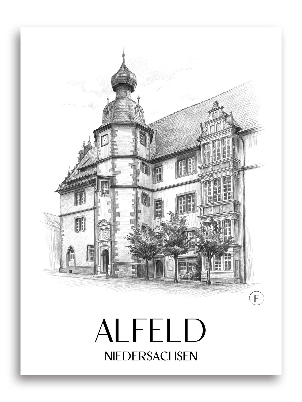 alfeld-niedersachsen-deutschland-poster-bleistift-zeichnung-drawing