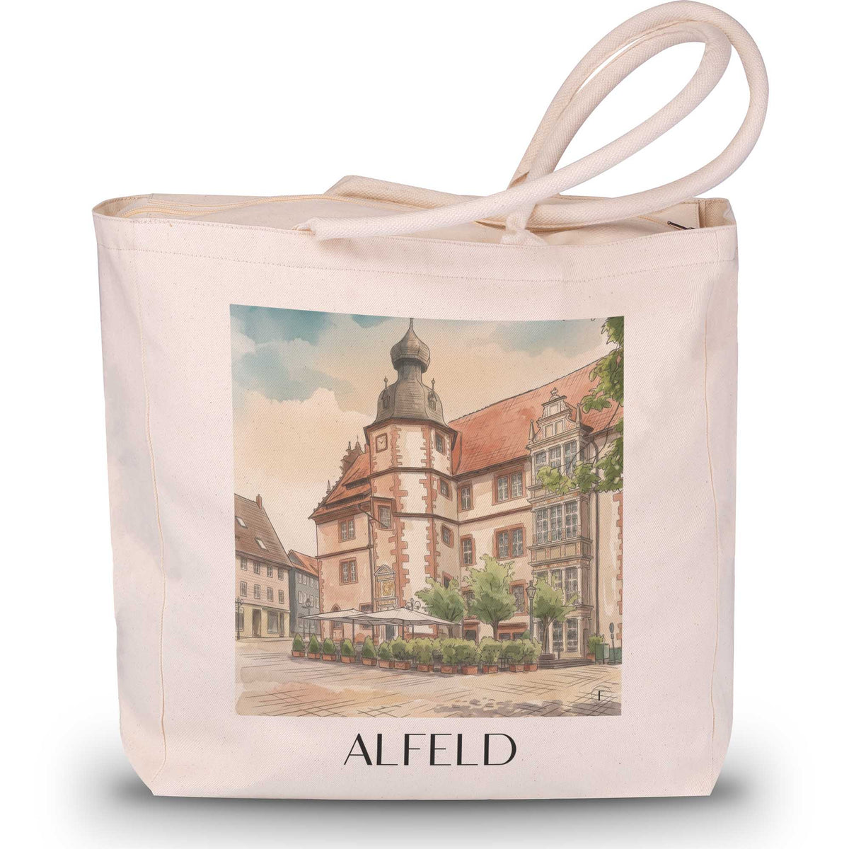 alfeld-niedersachsen-deutschland-einkaufstasche-aquarell