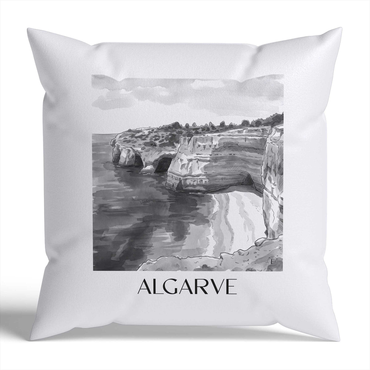 algarve-portugal-portugal-kissenbezug-aquarell-schwarz-weiss