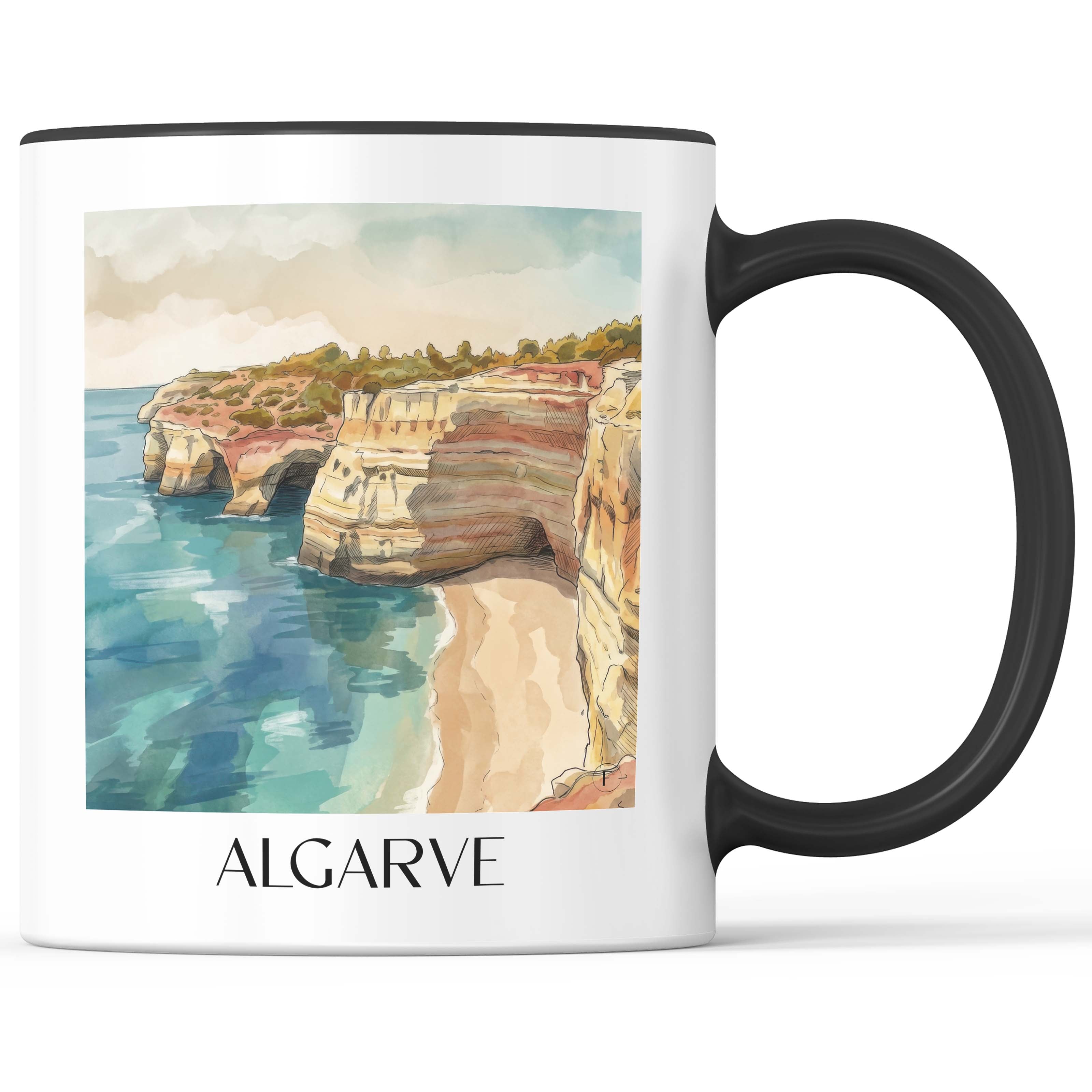 Algarve - Portugal Becher - Kaffeetasse im Aquarell Stil - favplace