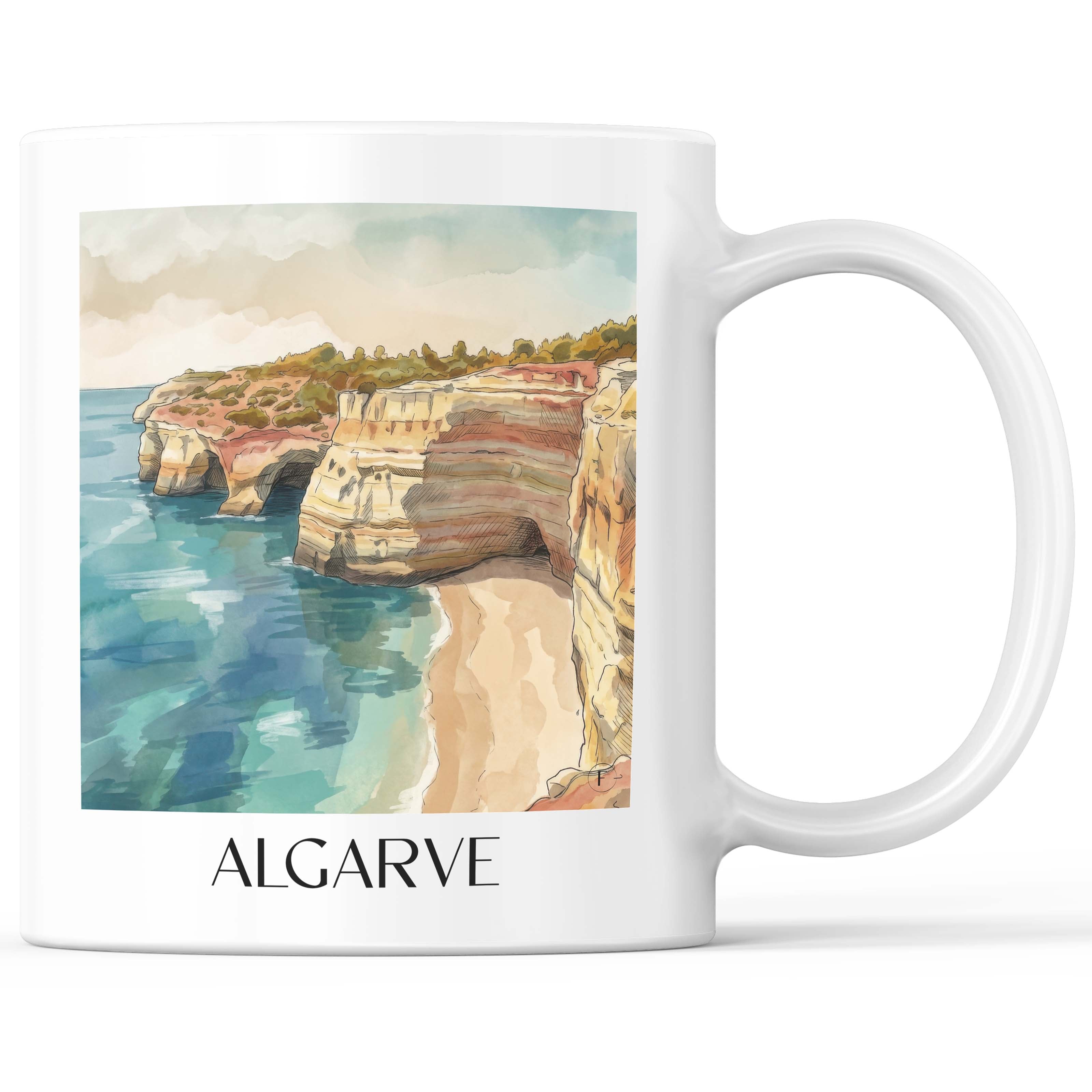 Algarve - Portugal Becher - Kaffeetasse im Aquarell Stil - favplace