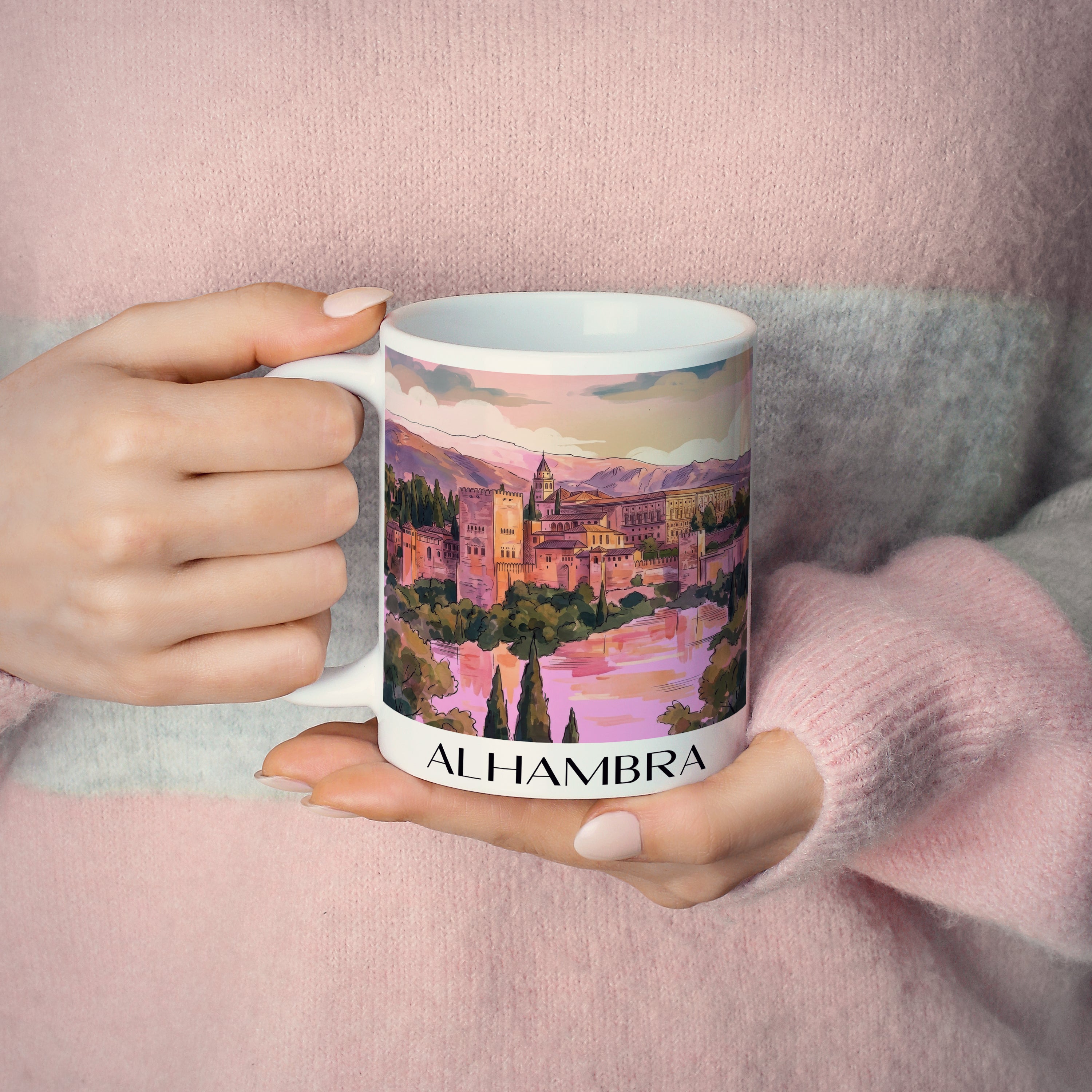 alhambra-granada-spanien-kaffeebecher-aquarell-pink-rosa