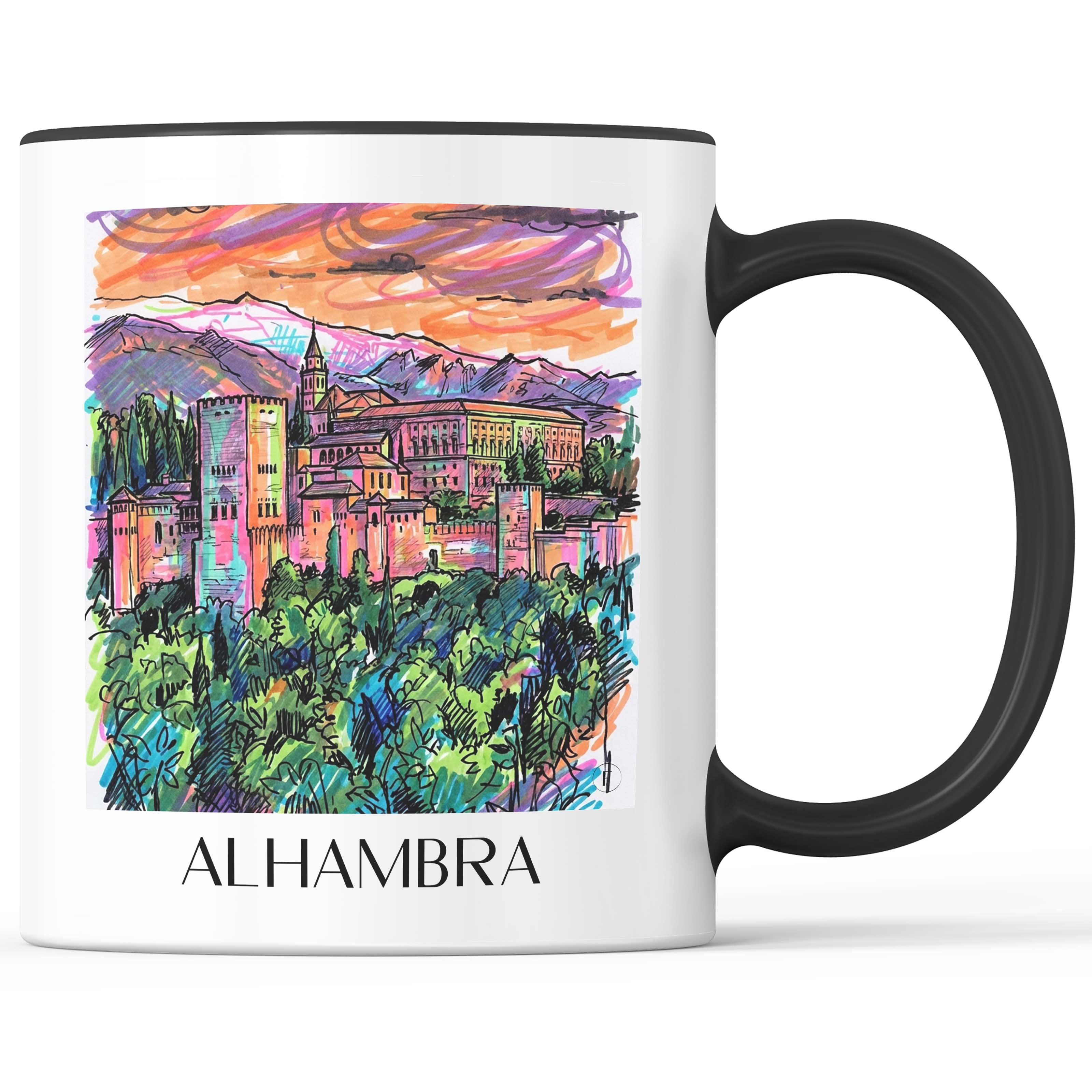 Alhambra Kaffeebecher - Granada - Spanien Becher - Kaffeetasse im Tag Graffiti Stil - favplace