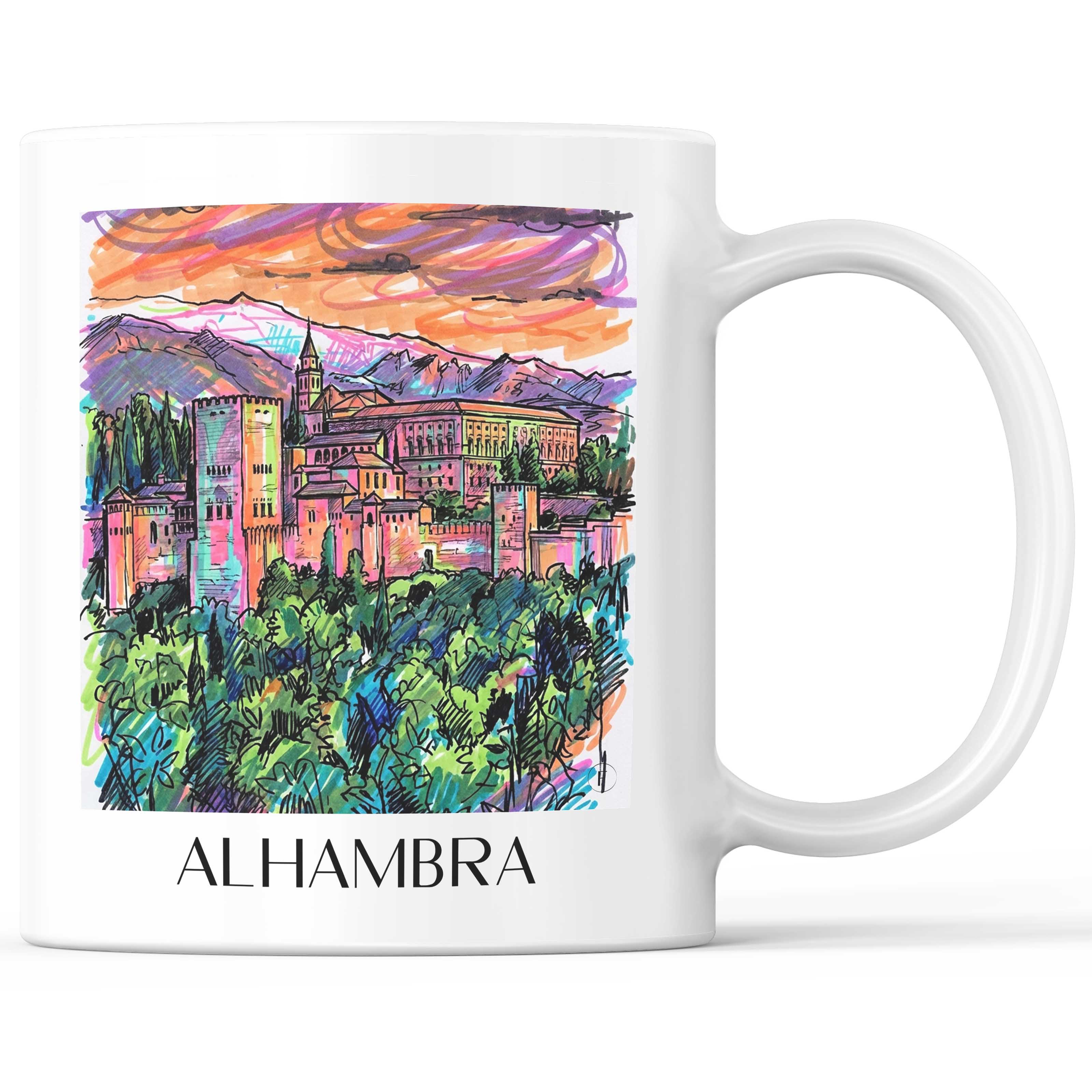 Alhambra Kaffeebecher - Granada - Spanien Becher - Kaffeetasse im Tag Graffiti Stil - favplace