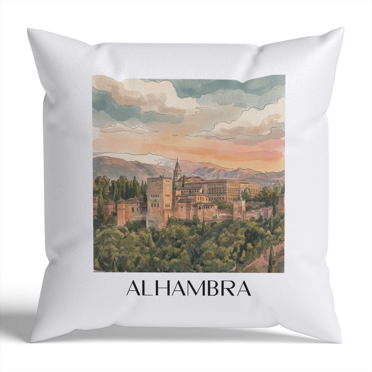 alhambra-granada-spanien-kissenbezug-aquarell