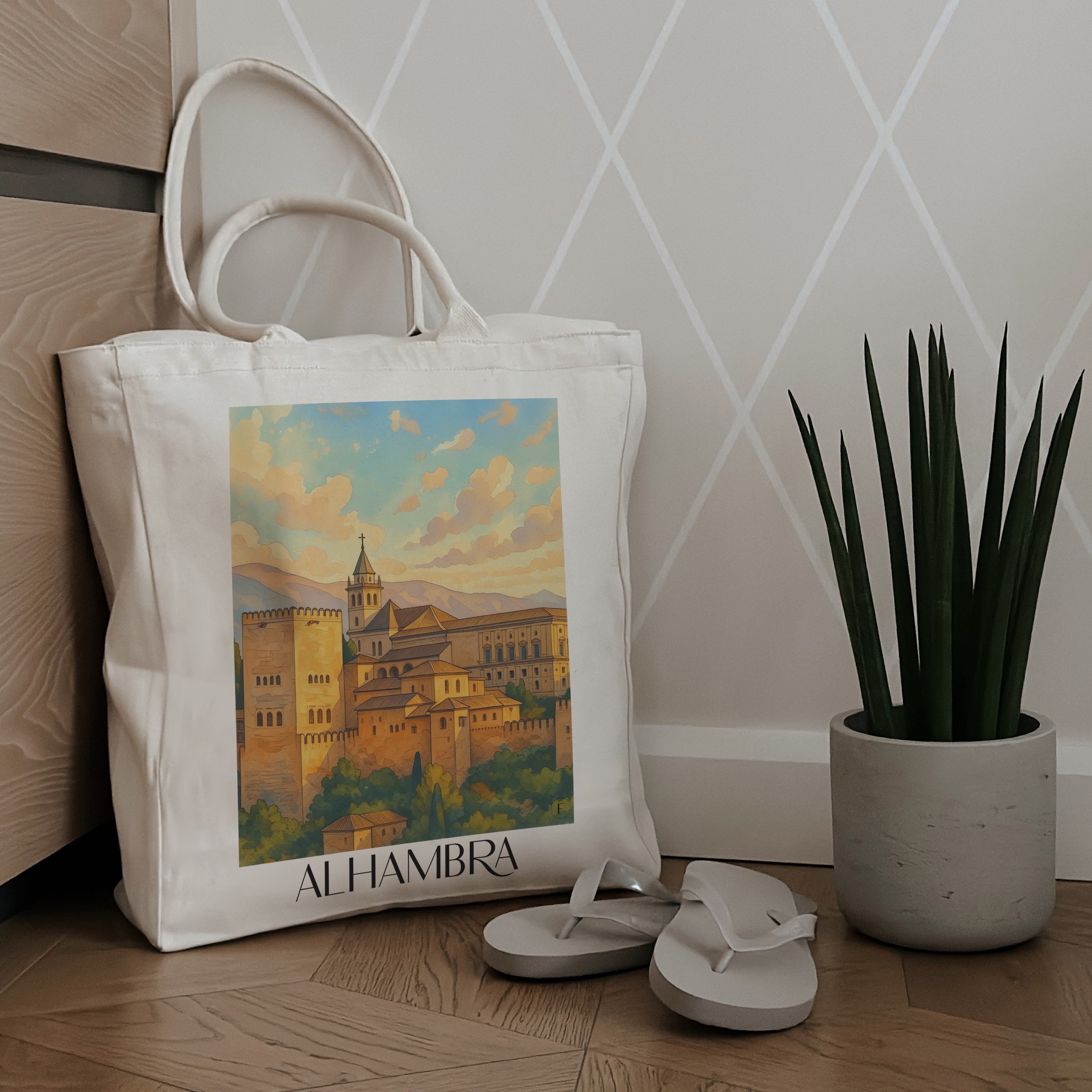 alhambra-granada-spanien-einkaufstasche-aquarell