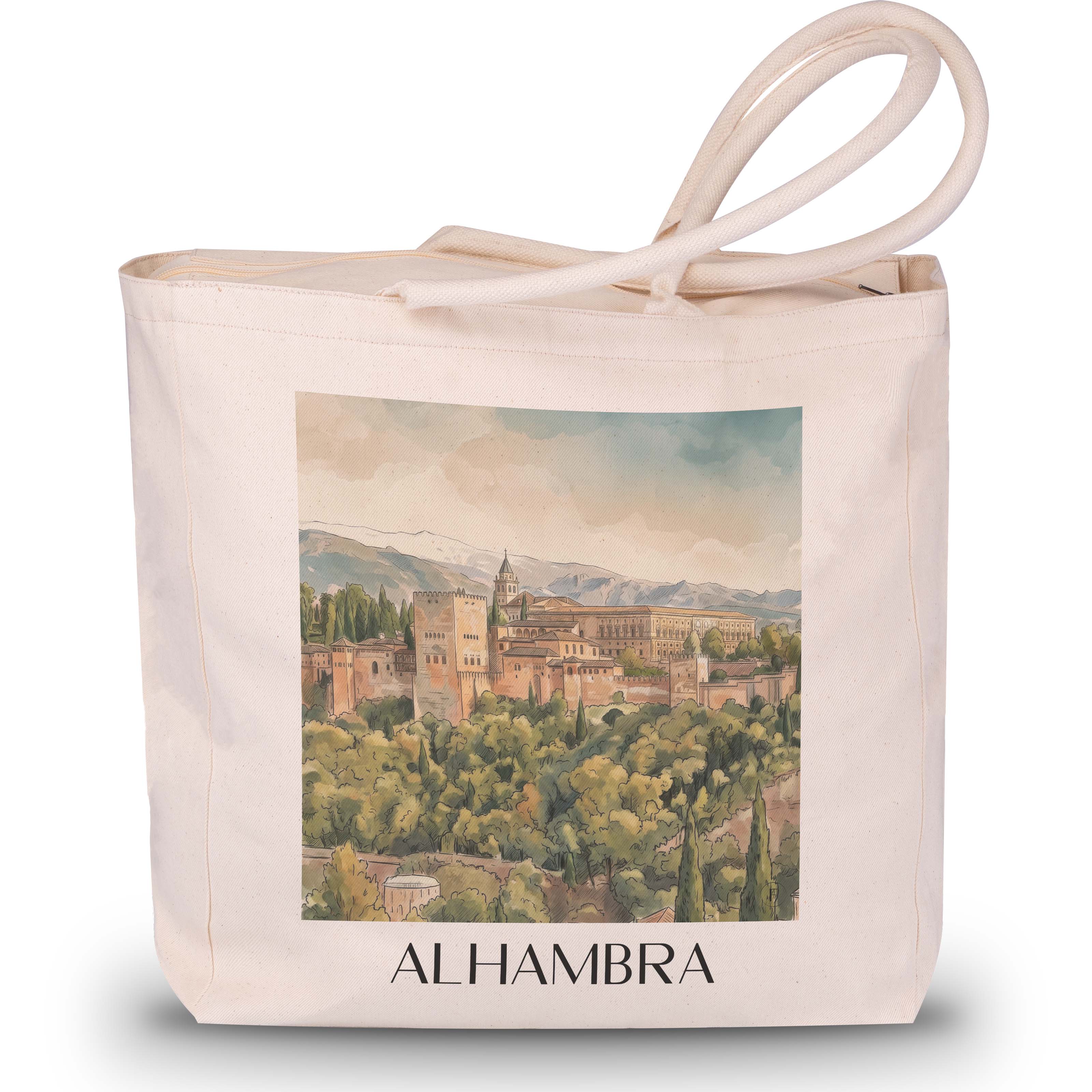 alhambra-granada-spanien-einkaufstasche-aquarell