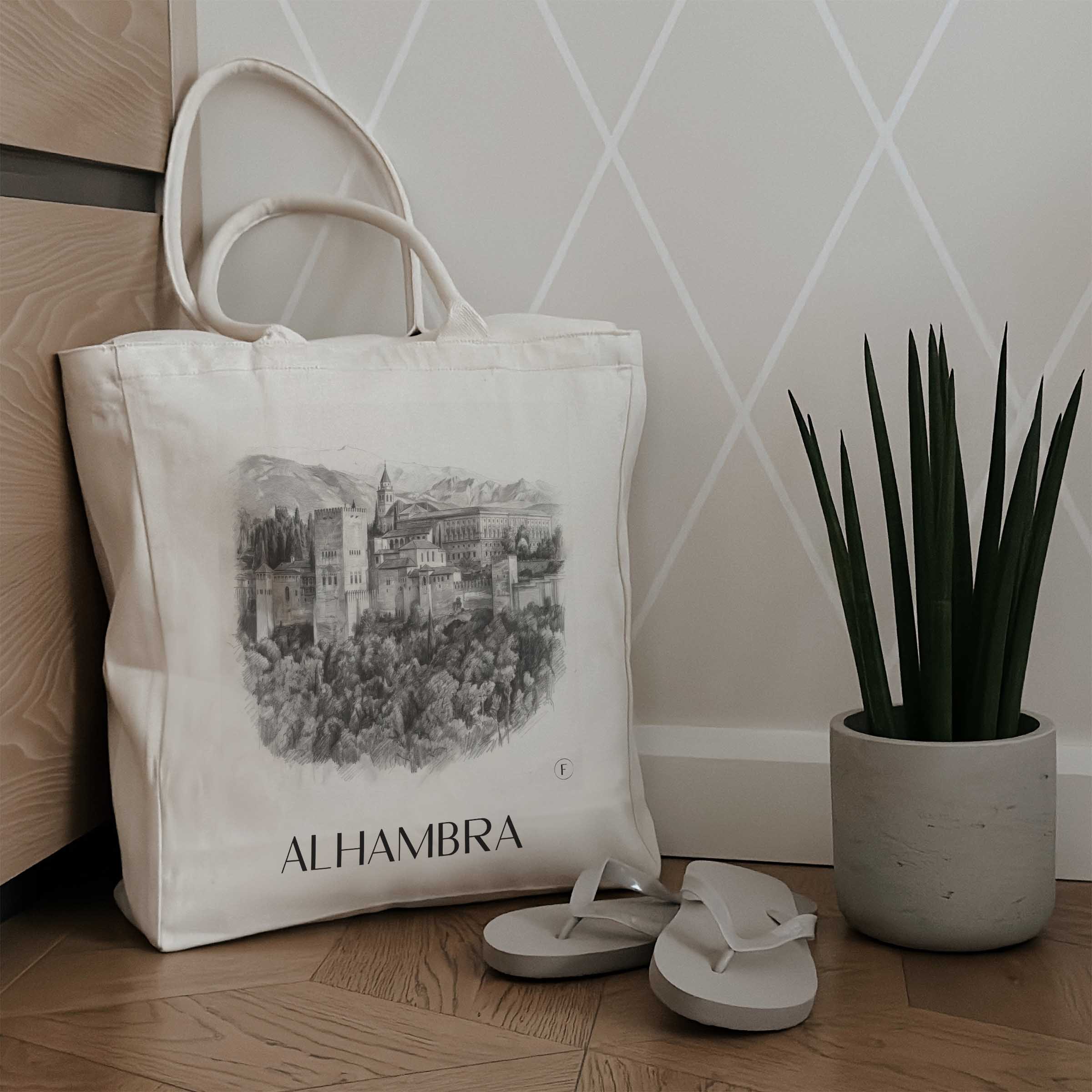 alhambra-granada-spanien-einkaufstasche-bleistift-zeichnung-drawing