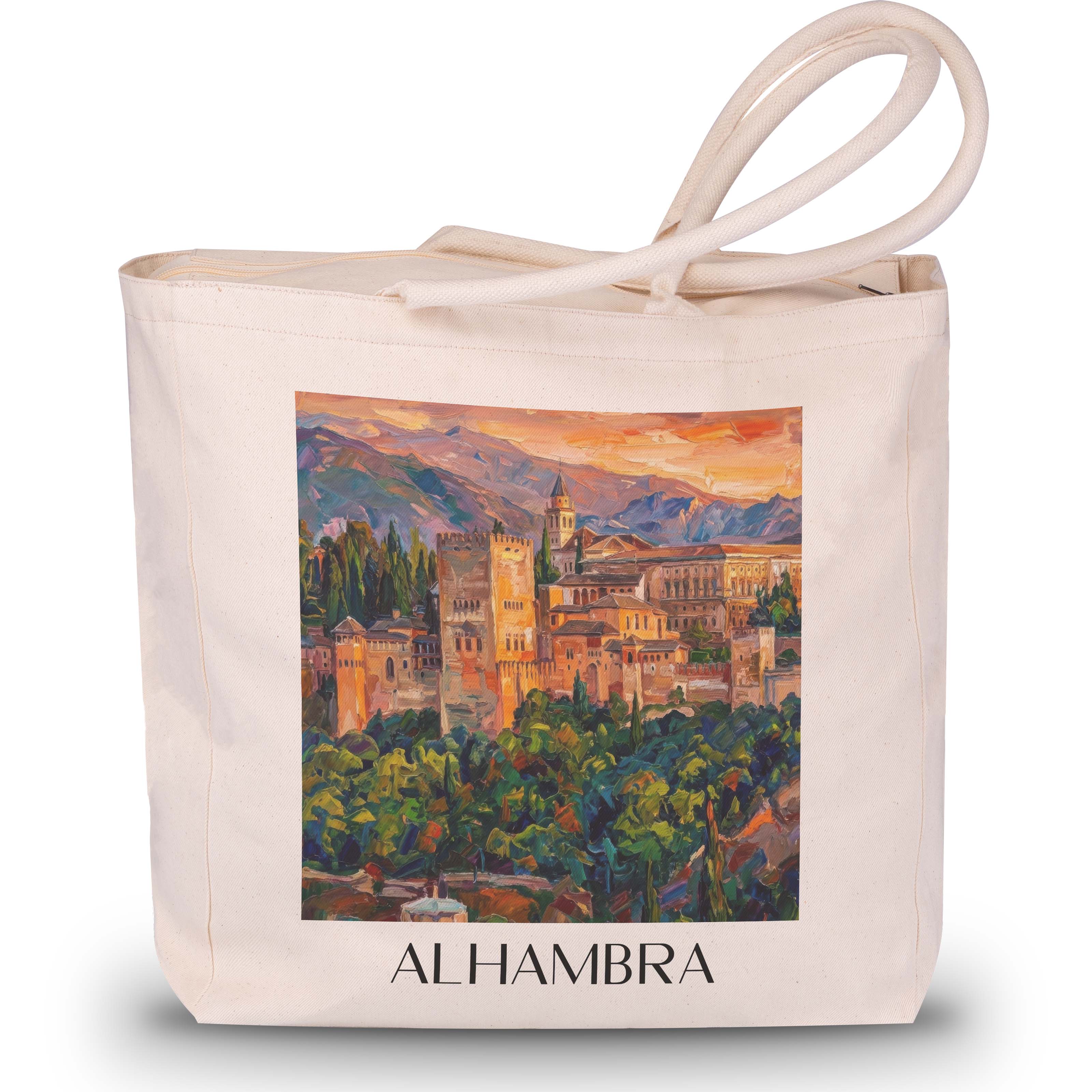 alhambra-granada-spanien-einkaufstasche-oil-painting-oelgemaelde