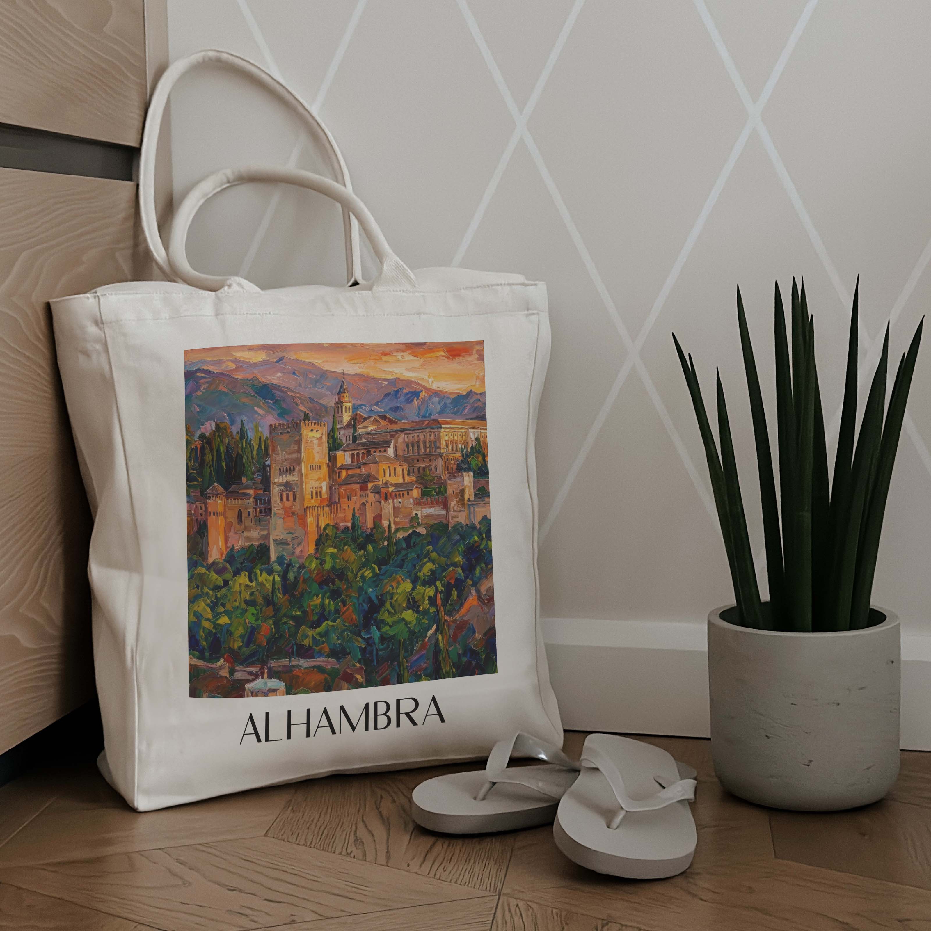 alhambra-granada-spanien-einkaufstasche-oil-painting-oelgemaelde